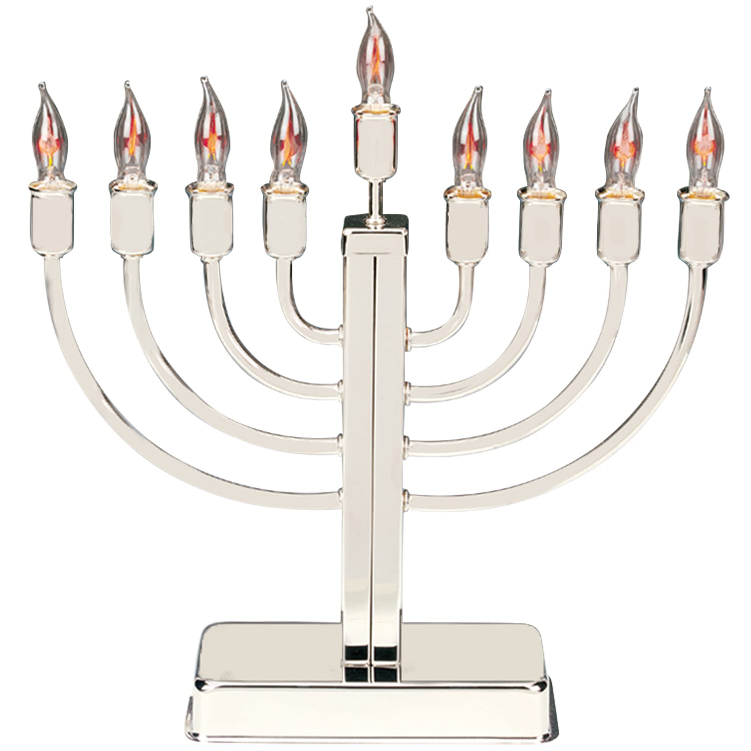 Aviv Judaica Hanukkah Electric Menorah - Chrome Plated Classic Hanukiah with Flickering LED Candles for Jewish Holiday Decor | Perfect for Home, Synagogue & Office Celebrations