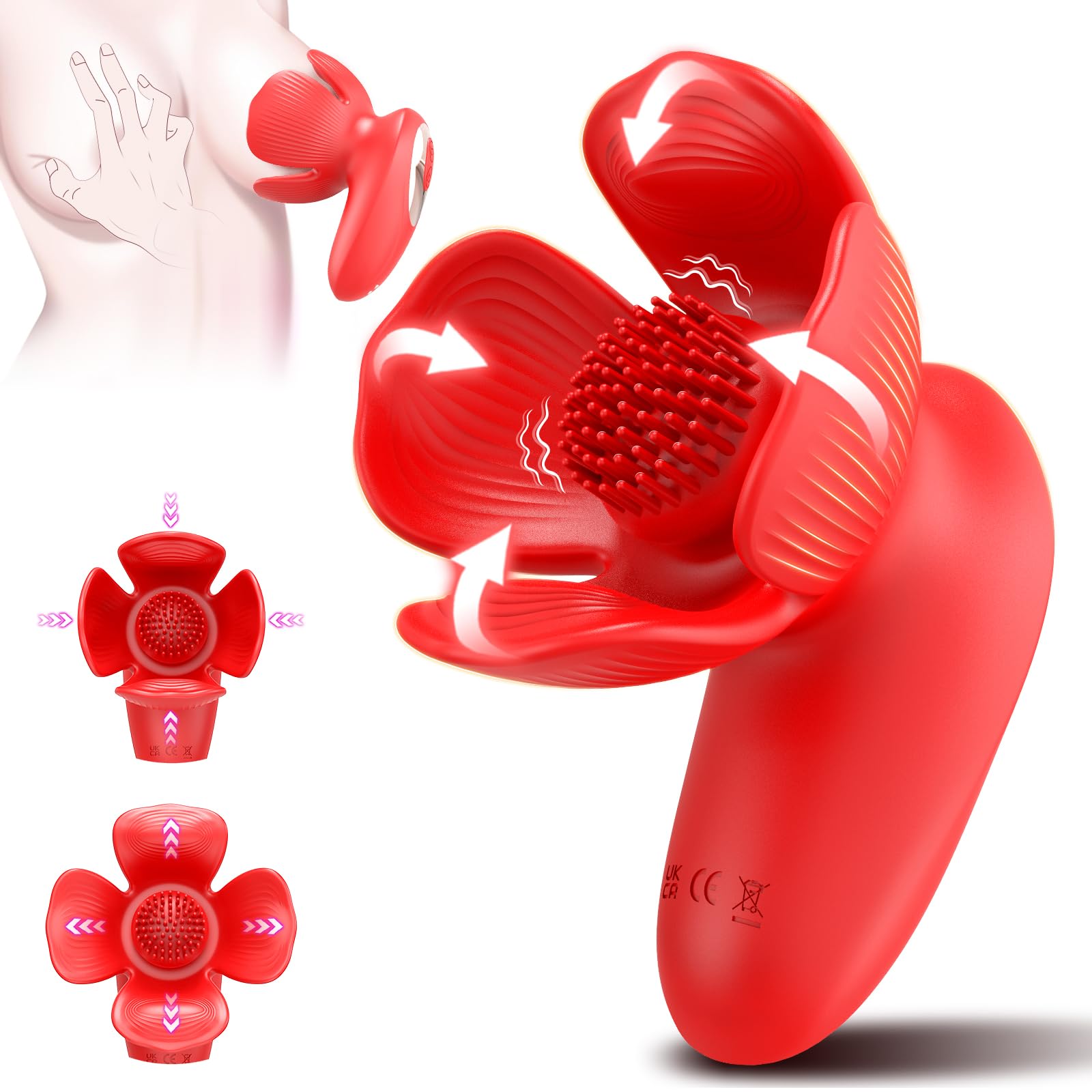Rose Nipple Vibrator with 10 Vibration & Suction Modes - Clit Stimulator & Nipple Clamps for Women - Adult Sex Toy for Couples Play & Solo Pleasure - Perfect for Sensual Massage & Foreplay Enhancement