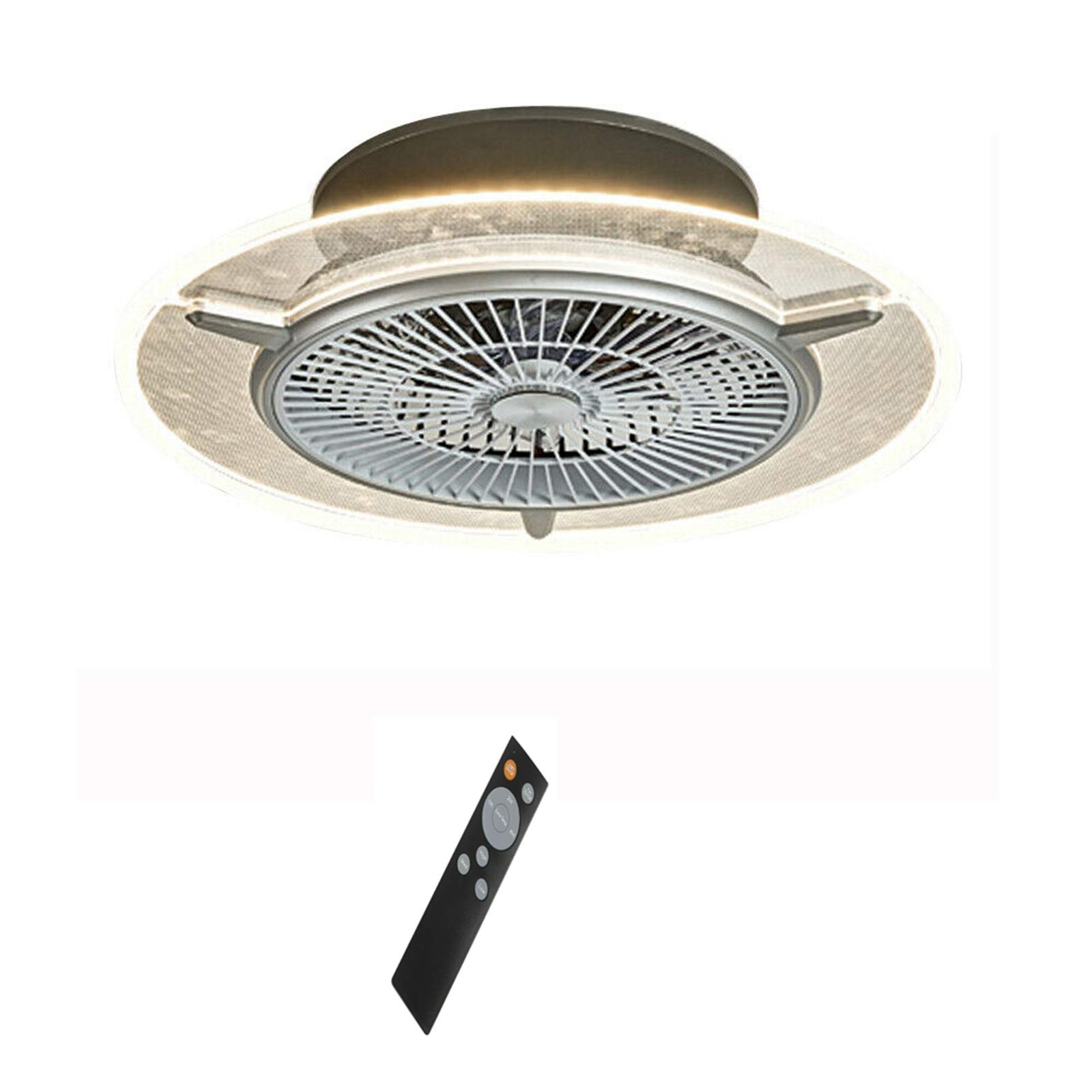 48W Modern Ceiling Fan Light Kit with Remote Control - Dimmable LED, 3 Color Temperatures, Round Transparent Design (Gold Finish) - Perfect for Living Room, Bedroom, and Kitchen Lighting