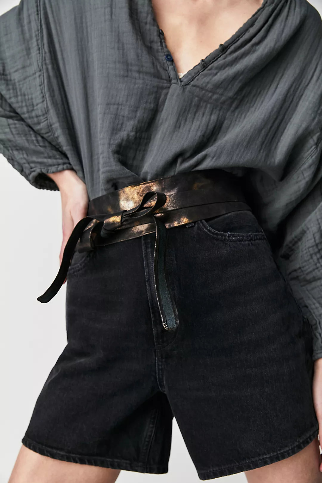 Genuine Leather Wrap Belt for Women - Stylish Adjustable Waist Belt in Midnight Black | Perfect for Dresses, Skirts, and Casual Outfits