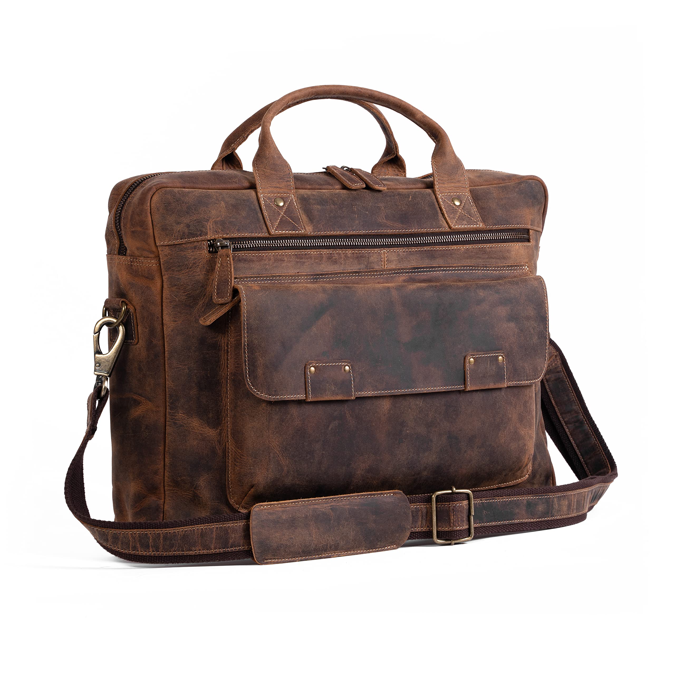 Premium 18 Inch Leather Laptop Messenger Bag for Men & Women - Durable Business Briefcase for Office, School & College - Perfect Work Satchel Bag for Professionals & Students (Ideal for Commuting, Meetings & Daily Use)