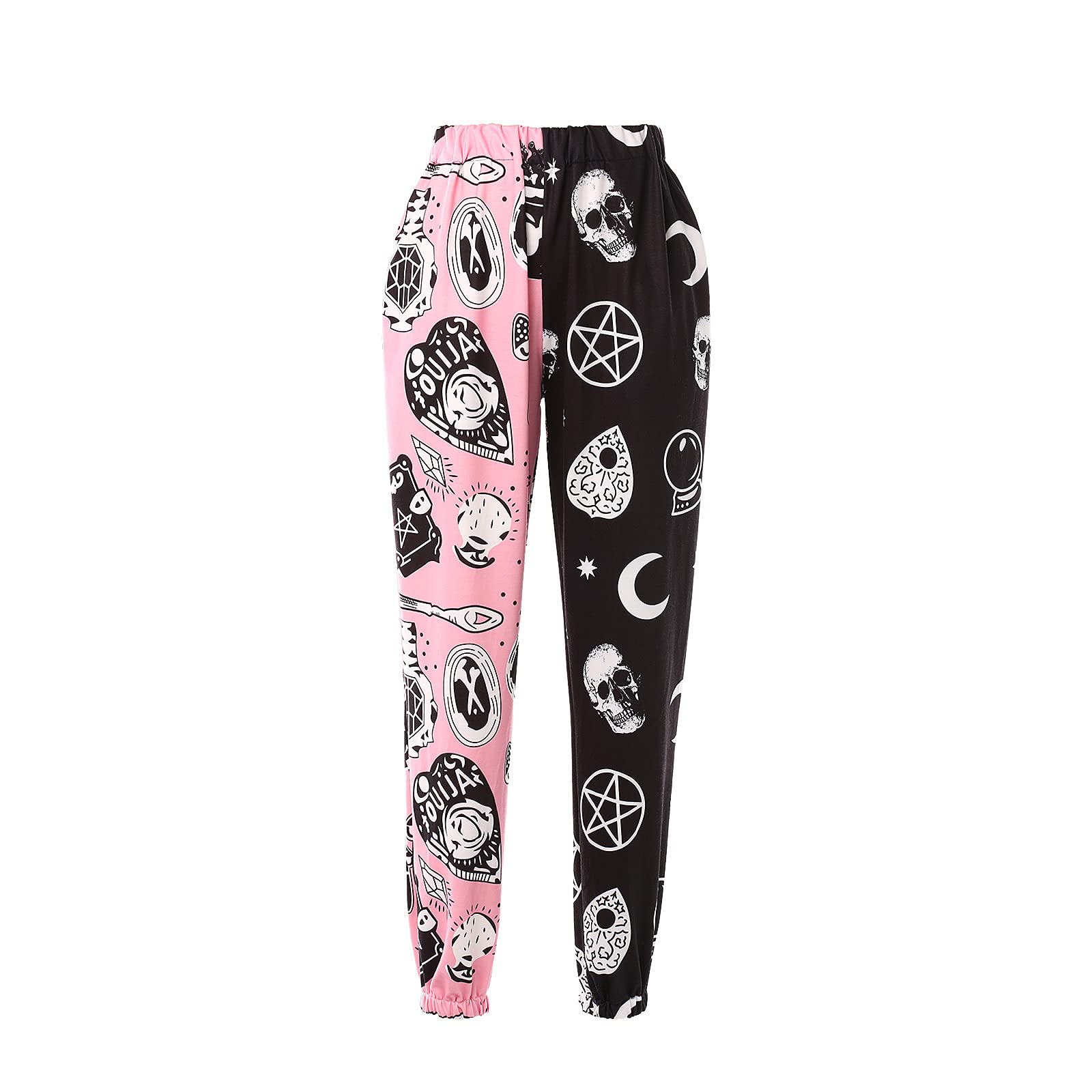 Kishawna Women's High Waist Printed Baggy Sweatpants with Pockets - 90s Goth Joggers, Harem Yoga Pants for Casual Wear, Lounge & Street Style Outfits