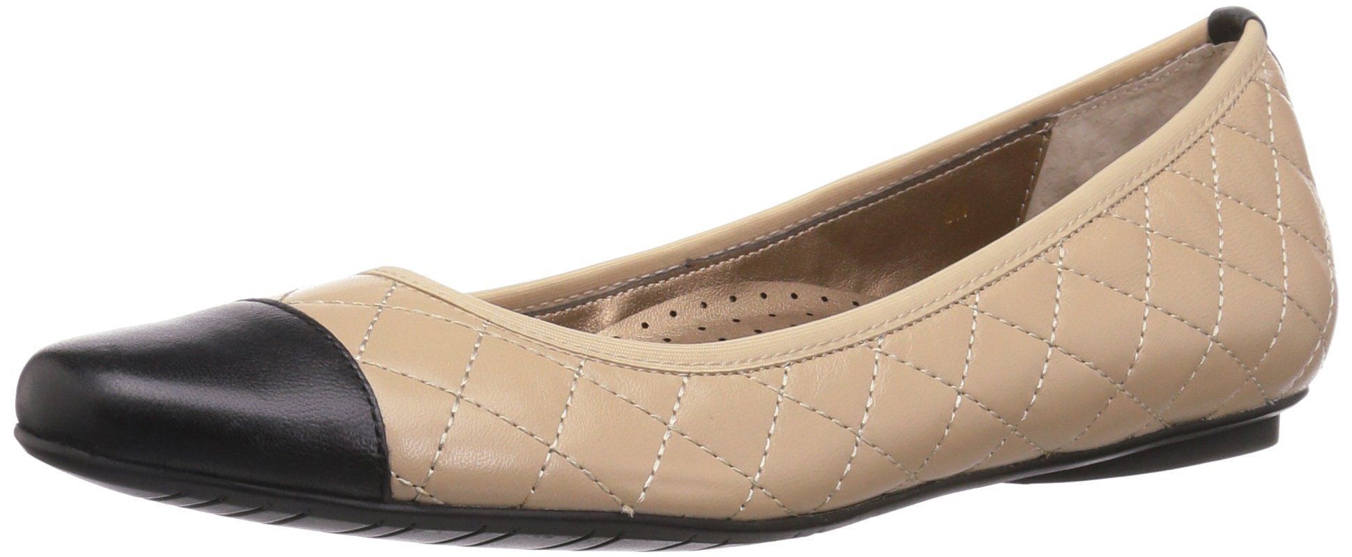 VANELi Women's Serene Quilted Slip-On Ballet Flats - Comfortable Casual Shoes for Women - Beige | Perfect for Work, Travel & Everyday Wear