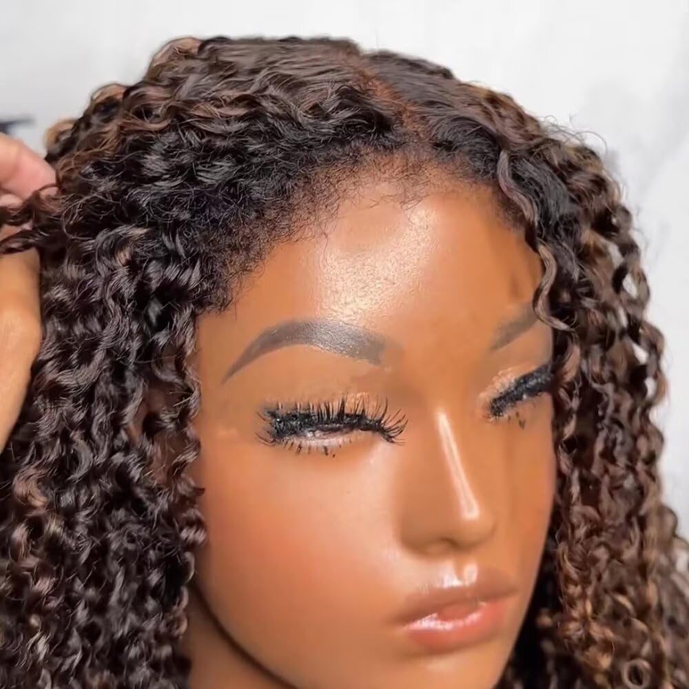13x6 HD Lace Front Wig - Ombre Kinky Curly Human Hair Wig with Baby Hair | Short Bob Style for Black Women | Perfect for Daily Wear, Parties & Special Occasions