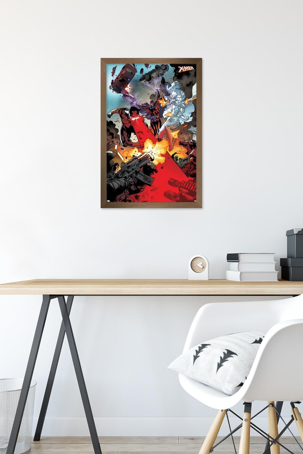 Marvel X-Men Comics Wall Poster - Cyclops, Magneto & Emma Frost Art Print, 22.4x14.7 Inches, Bronze Frame | Premium Superhero Decor for Home, Office & Game Room
