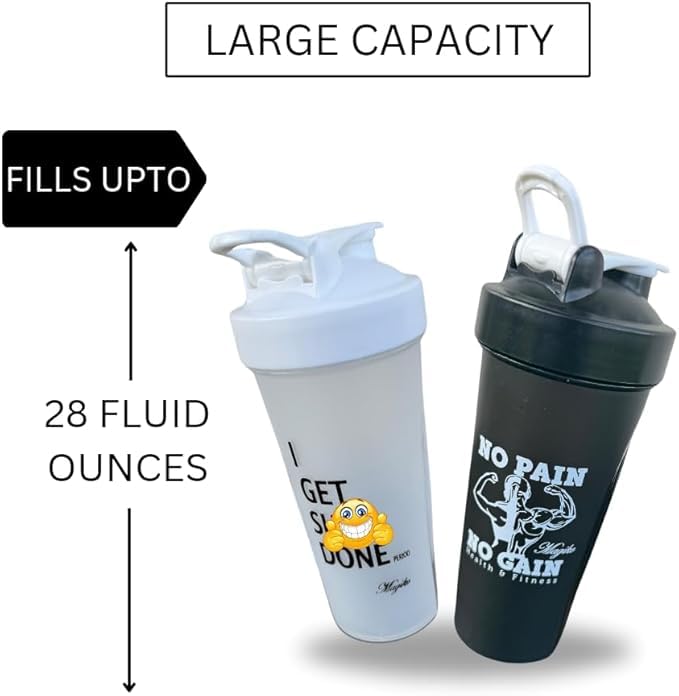 28oz Leakproof BPA-Free Protein Shaker Bottle - Portable Gym Water Bottle for Pre-Workout Nutrition & Post-Workout Recovery - Ideal for Bodybuilding, Fitness Training & Outdoor Sports (Black/Silver)