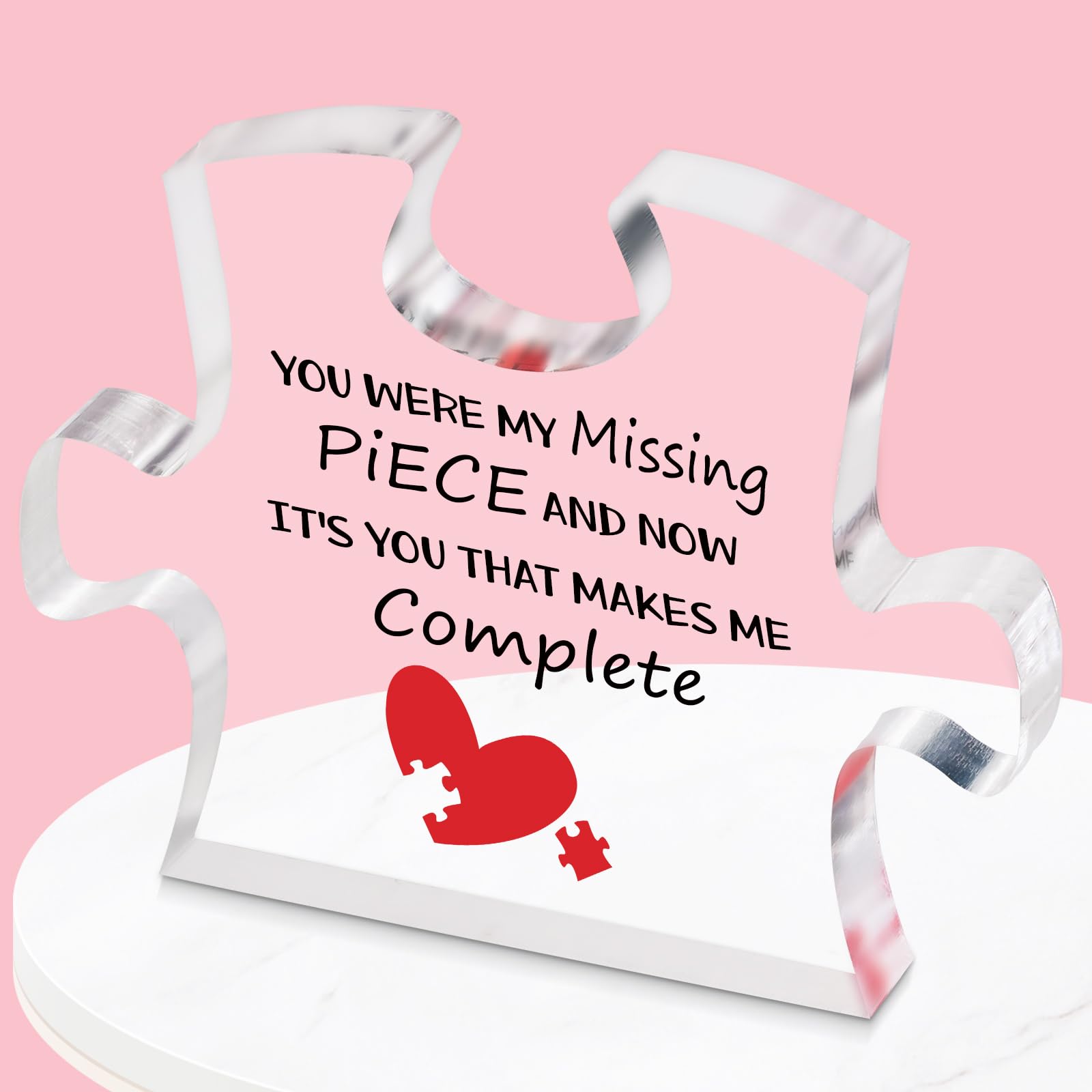 Romantic Puzzle-Shaped Plaque - Valentine's Day, Christmas & Birthday Gift for Her, Wife, Girlfriend, Him, Husband, Boyfriend - Perfect for Anniversaries, Couples & Home Decor