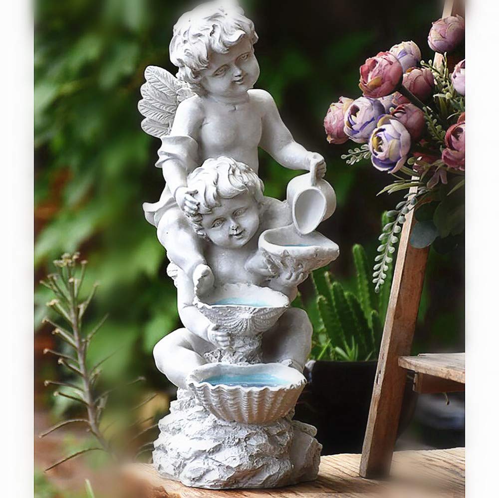 Solar Powered Fairy Angel Cherub Garden Statue - Weatherproof Resin Outdoor Decor for Yard, Patio & Lawn - Solar Light for Nighttime Ambience