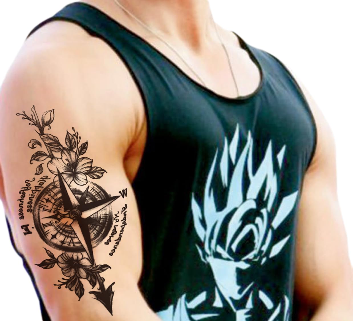 Waterproof Temporary Tattoo Stickers for Men & Women - 3D Realistic Flowers, Butterflies, Stars, Angels, Wolves & Armband Designs (21x12cm) | Perfect for Parties, Halloween, Cosplay & Body Art