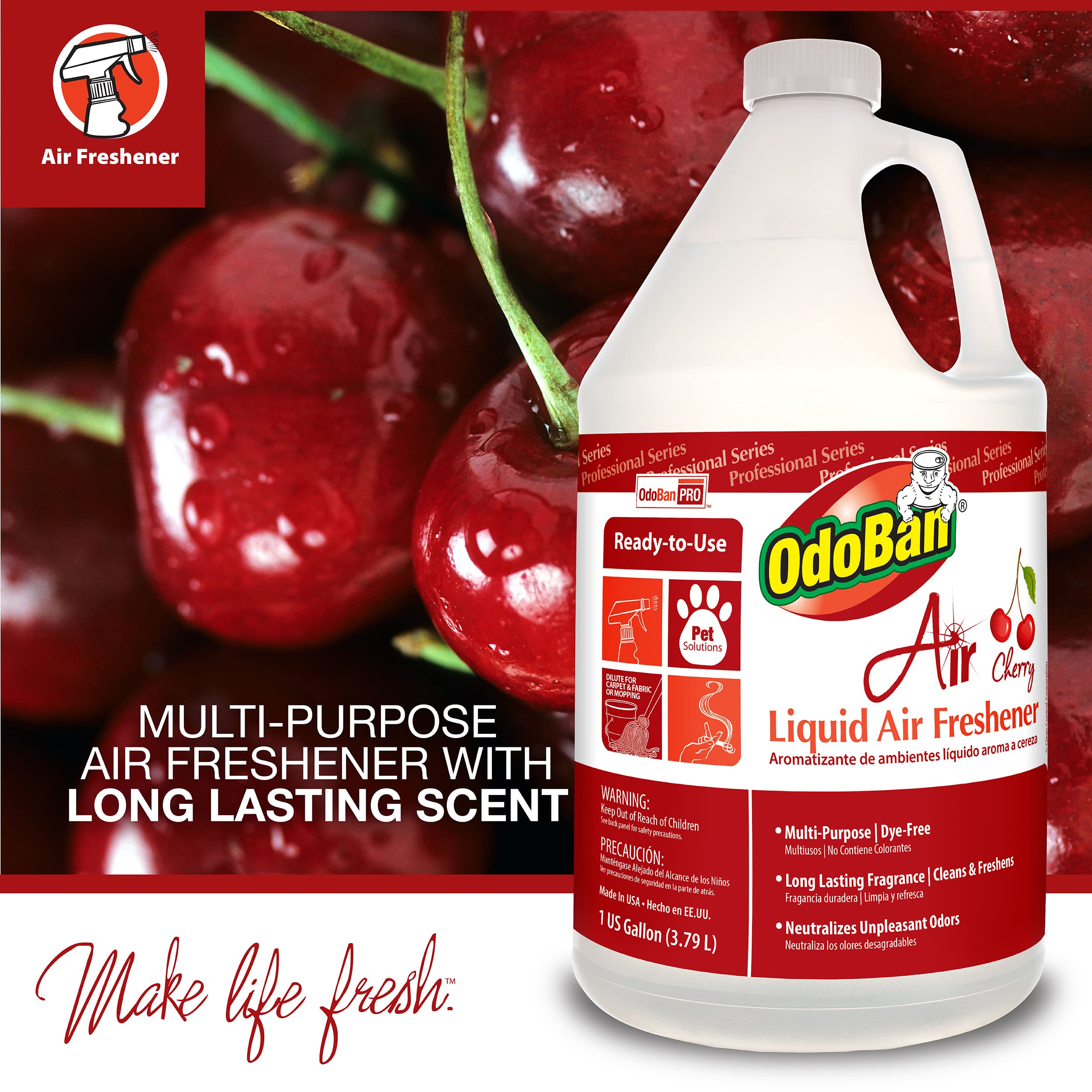 OdoBan Fogmaster Jr. Electric Handheld Fogger - 1 Gallon Cherry Scented Air Freshener for Home, Office & Commercial Use | Portable Disinfectant Sprayer for Odor Elimination & Sanitizing