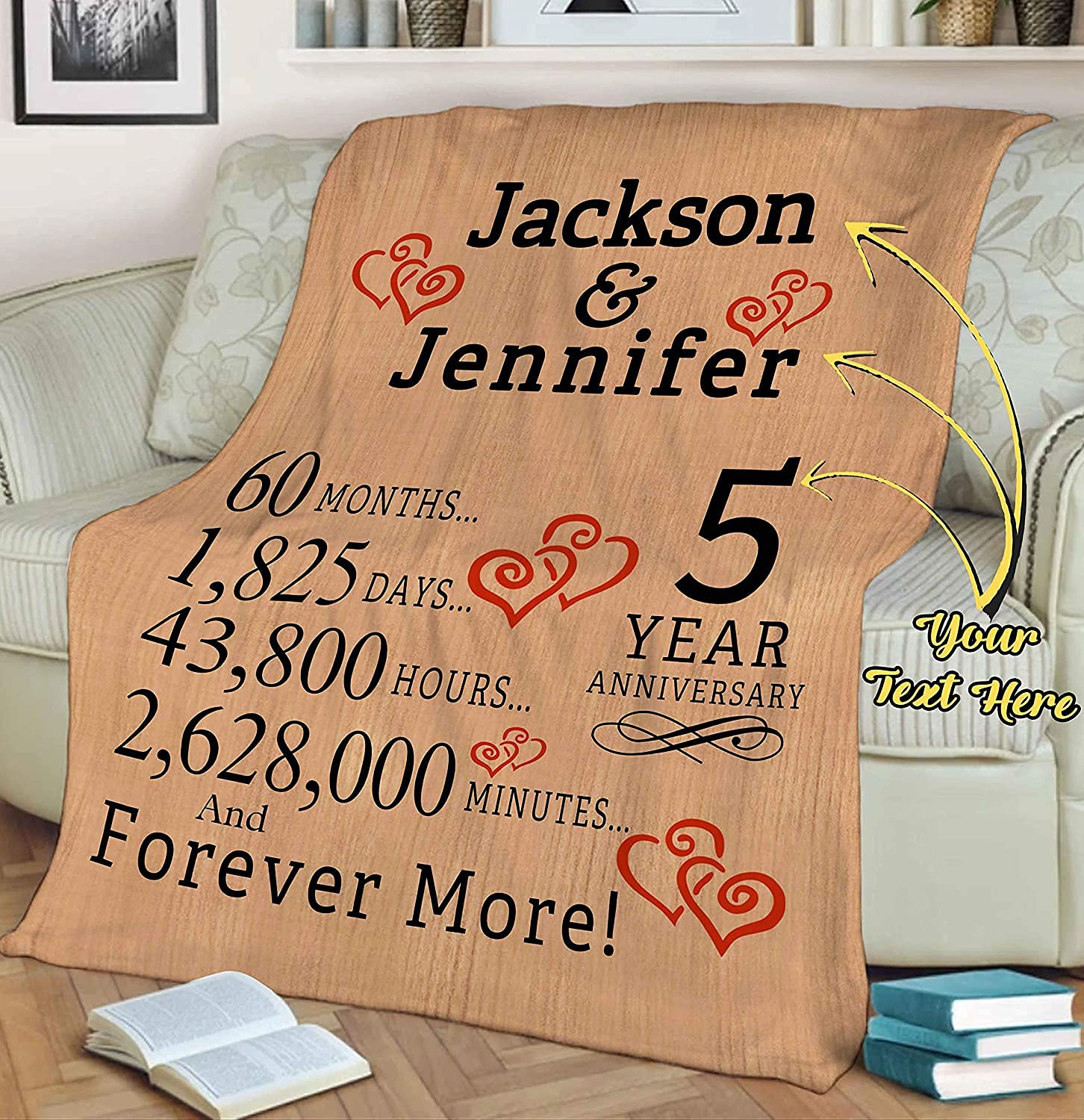 Personalized Anniversary Sign Gift for Couples - Custom Name & Year - Perfect for Wedding Anniversaries 1-60 Years