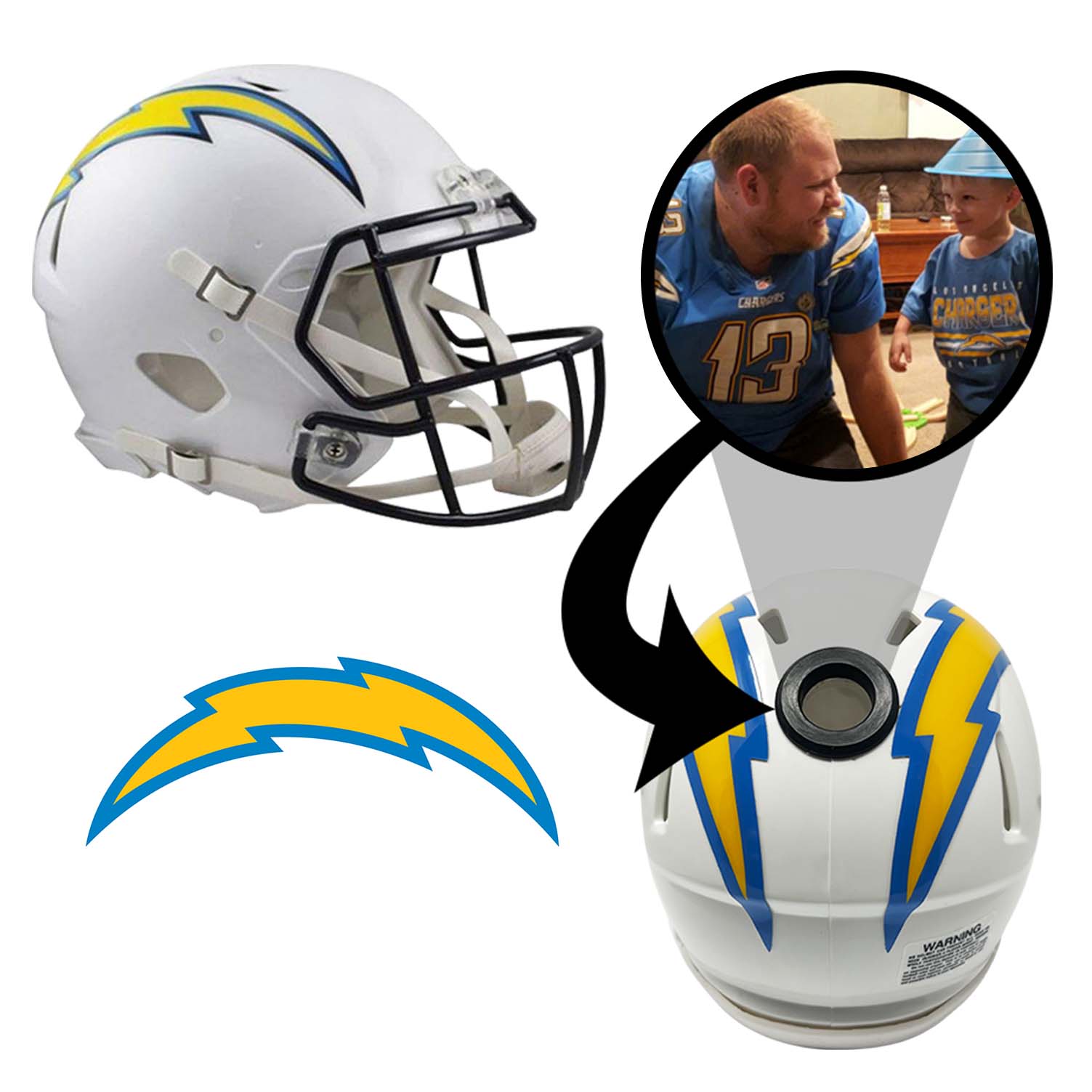 Los Angeles Chargers NFL Mini Helmet with Display Case - Perfect for Collectors, Sports Fans & Home Office Decor