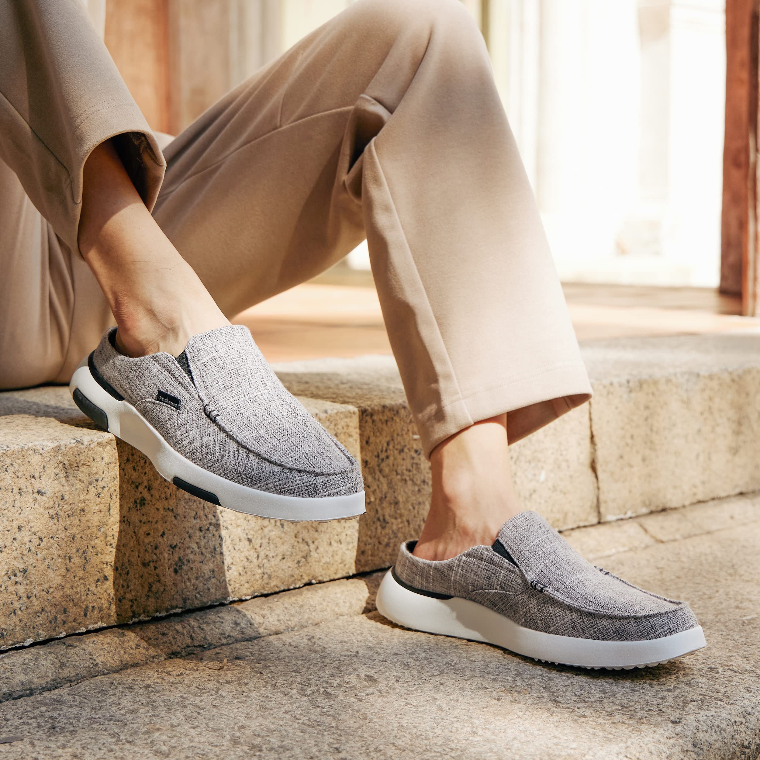 **OrthoComfoot Men's Orthopedic Slip-On Loafers - Arch Support Walking Shoes for Plantar Fasciitis & Flat Feet Relief - Comfortable Orthotic Shoes for Foot & Heel Pain - Ideal for Casual Wear, Work & Daily Comfort**