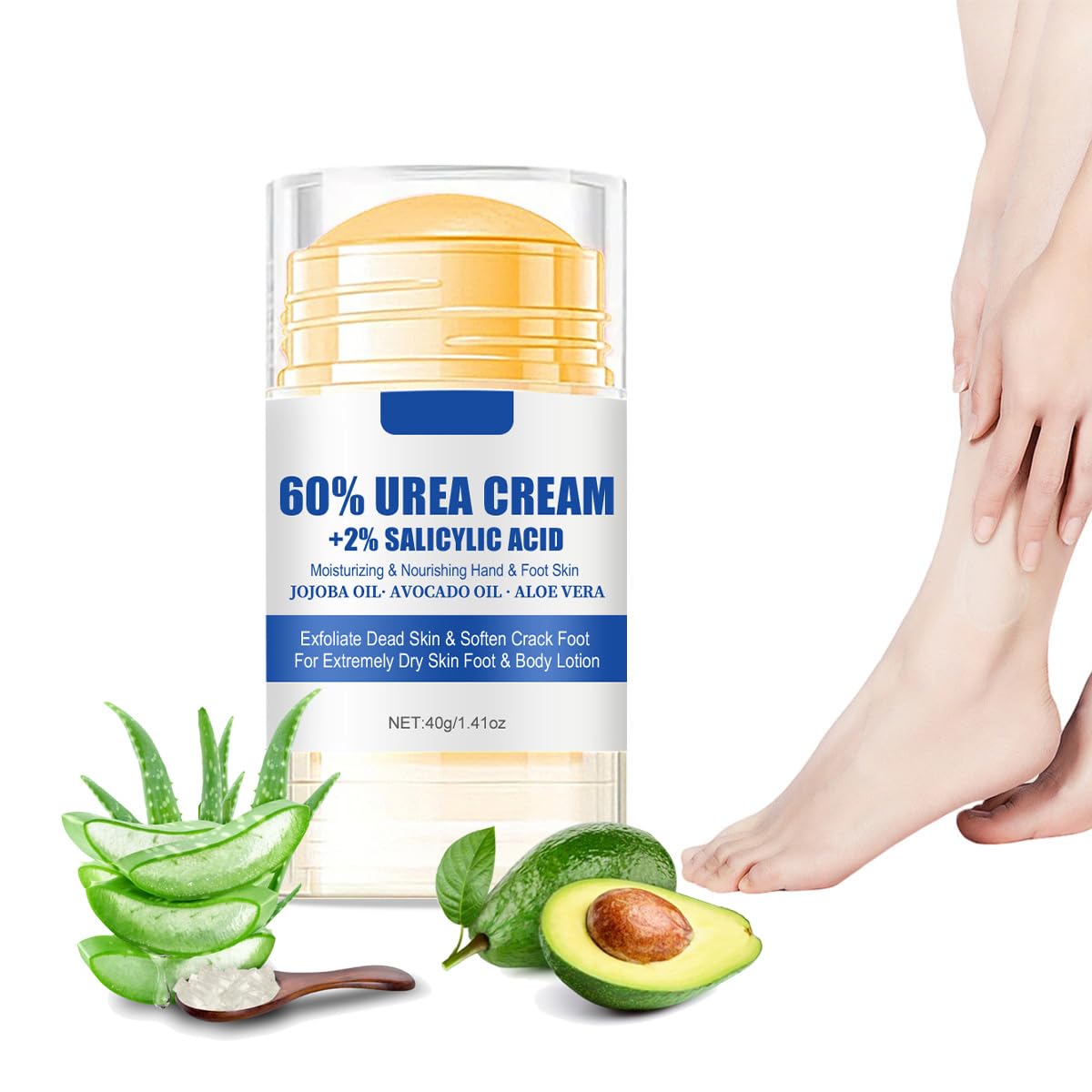**60% Urea Cream + 2% Salicylic Acid Foot Cream – Callus Remover, Cracked Hands & Feet Moisturizer – Maximum Strength Skin Barrier Repair – 1.41 oz – Ideal for Dry, Rough Skin & Heel Cracks**