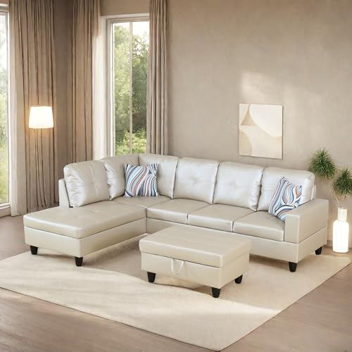 L Couch Glistening White