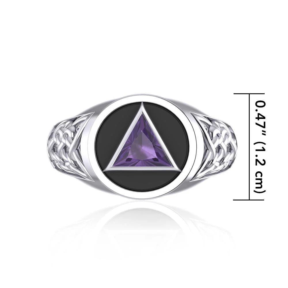 Celtic AA Recovery Silver Ring for Men & Women - Strength & Unity Symbol TR1020 - Perfect for Gifts, Weddings & Spiritual Healing