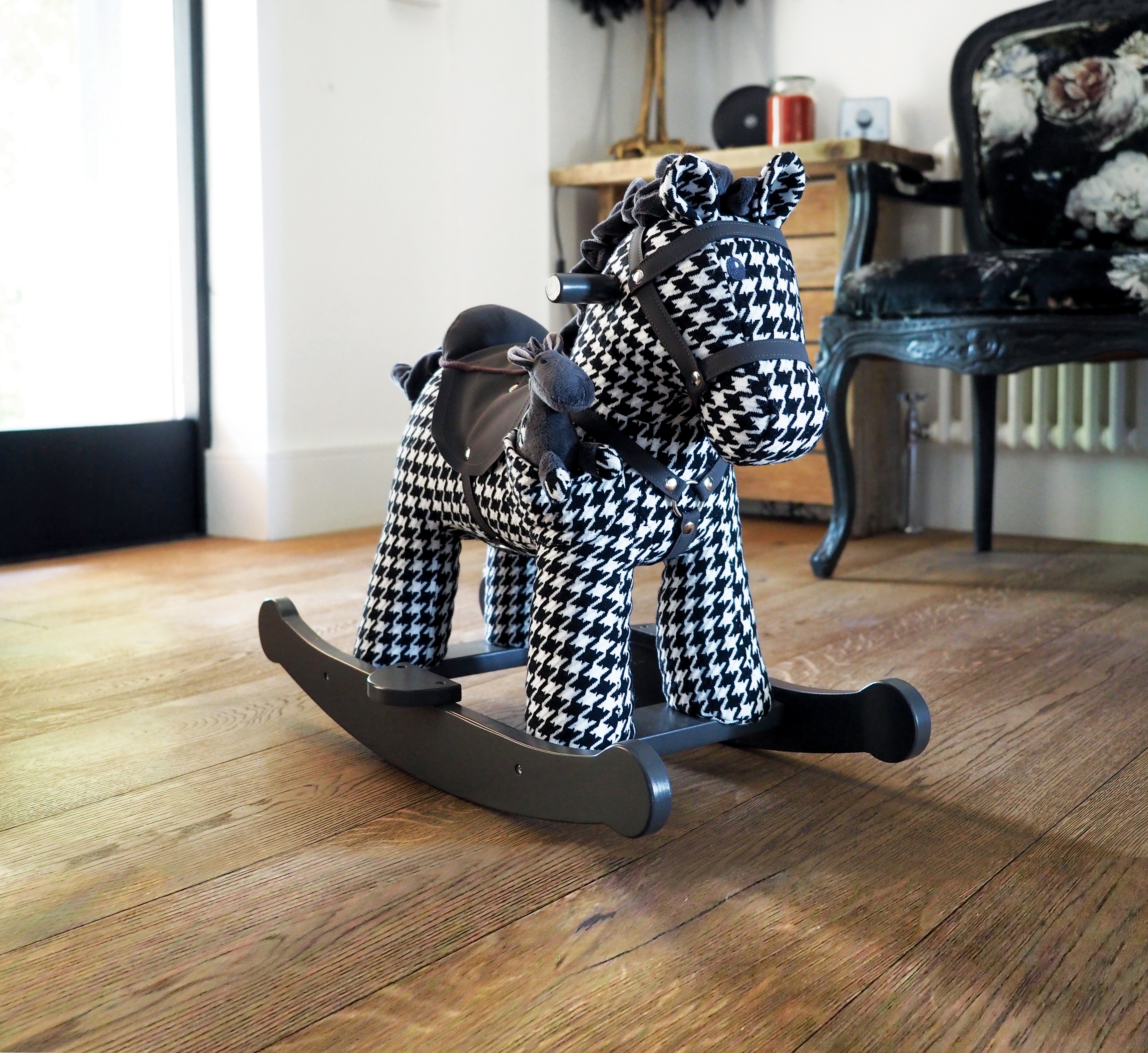Dazzle & Jet Rocking Horse - Classic Wooden Rocking Horse for Kids, Perfect for Nursery Decor, Playroom, and Gift for Toddlers