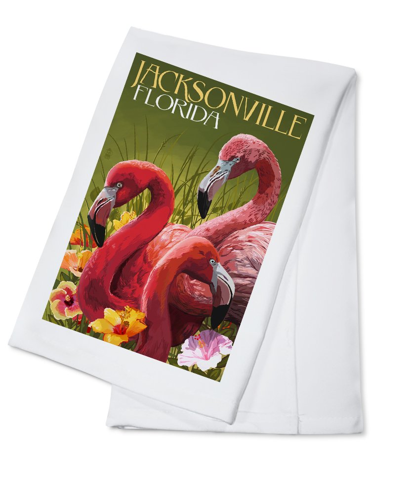 Jacksonville Florida Flamingos 100% Cotton Tea Towel - Decorative Hand Towel for Kitchen & Home - Perfect for Dish Drying, Gift Giving & Coastal Decor