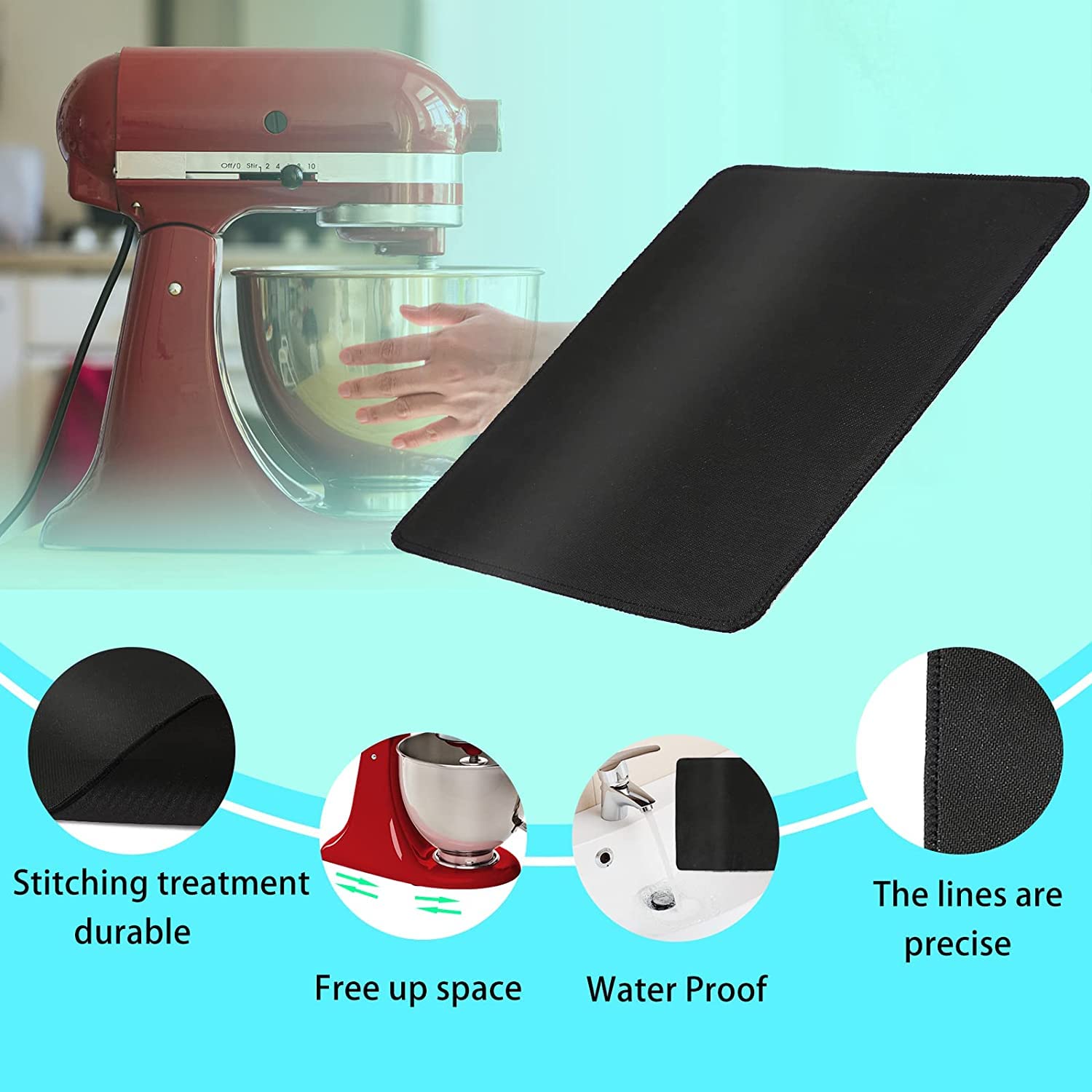 Heat Resistant Silicone Pad for Air Fryer & Countertop - Non-Slip Kitchen Mat for Blender, Toaster, Coffee Maker - Protects Surfaces from Heat & Scratches (Perfect for Cooking, Baking & Small Appliance Use)