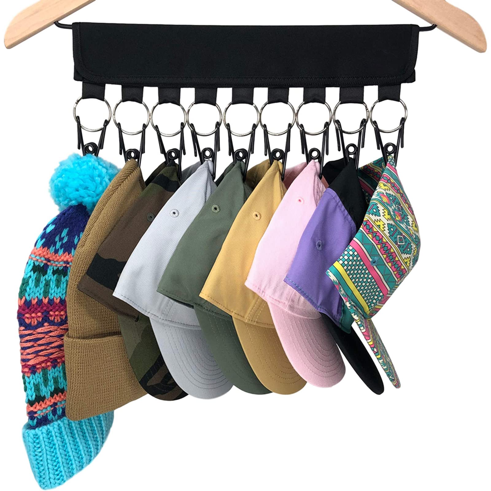 Premium Cap Organizer Hanger & Hat Holder for Closet - Space-Saving Baseball Cap Storage Solution (2 Pack) - Perfect for Organizing Hats in Bedroom, Closet or Entryway