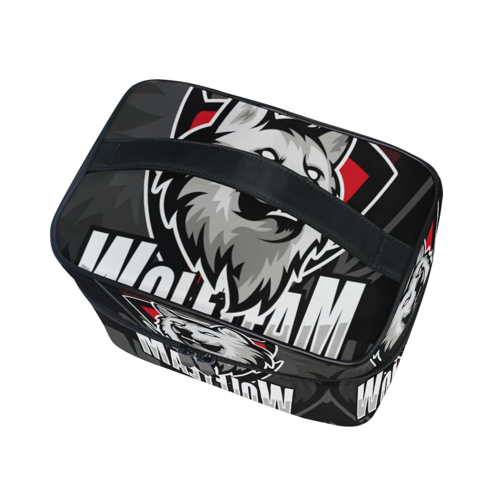 Wolf Animal Black Cartoon Makeup Bag - Cute Zippered Cosmetic Organizer Pouch for Women & Girls | Perfect for Travel, Gym, and Daily Beauty Essentials Storage