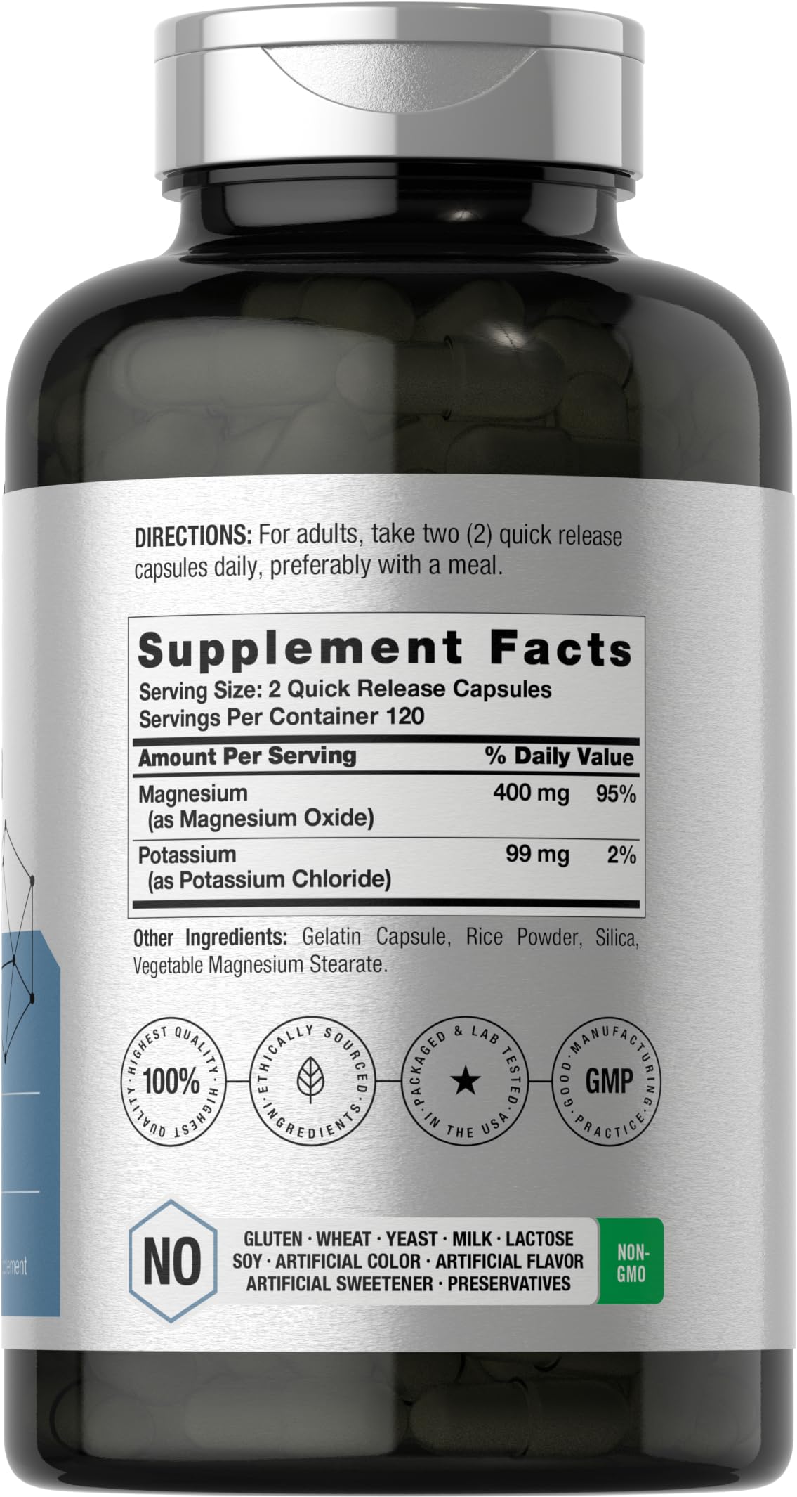 Horbäach Potassium Magnesium Supplement 240 Capsules - Premium Quality Non-GMO Gluten Free Support for Muscle Recovery & Heart Health | Daily Wellness & Active Lifestyle