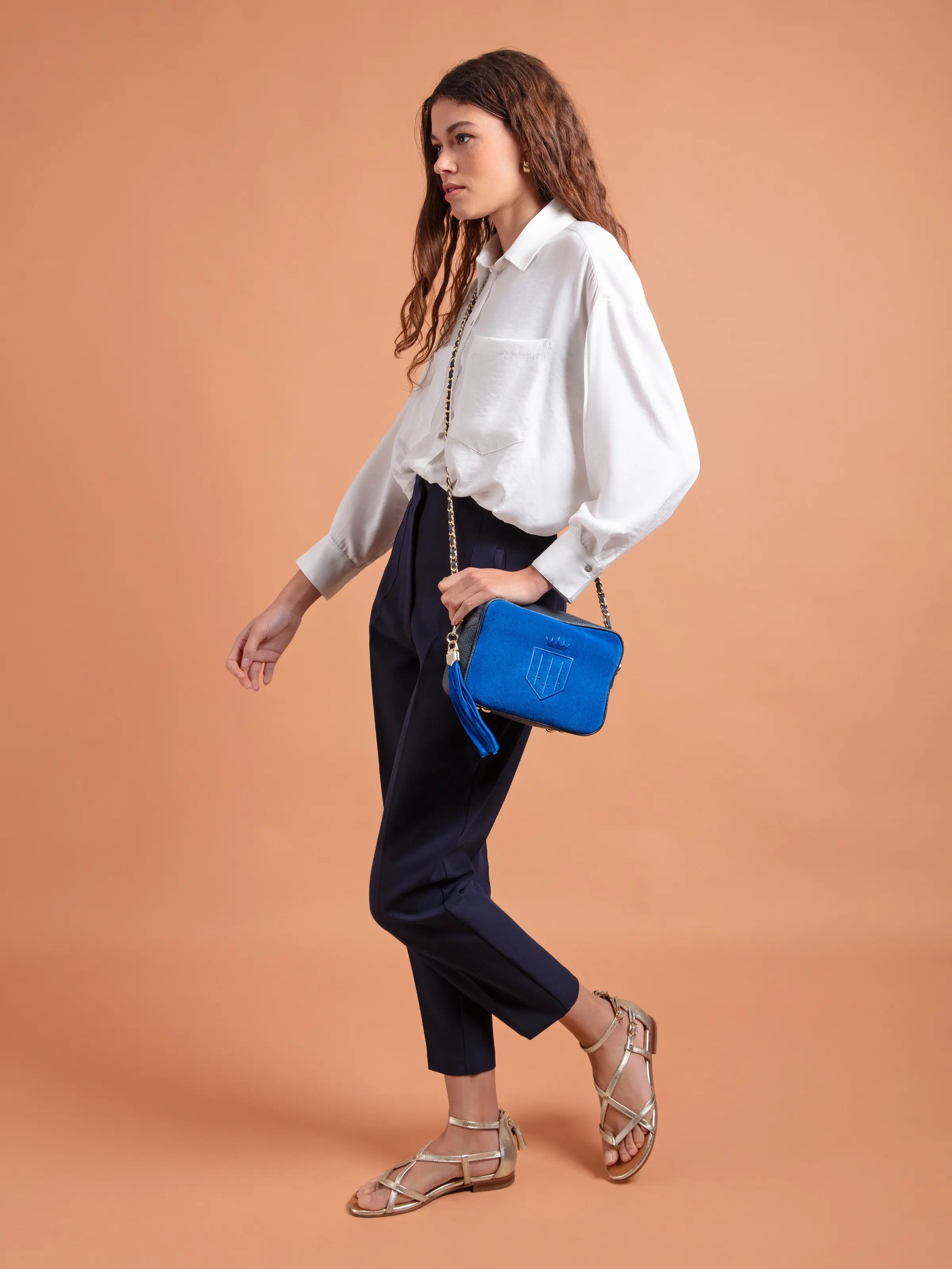 Finsbury Porto Blue Leather & Navy Suede Exclusive Handbag - Stylish Crossbody Bag for Women - Perfect for Work, Travel & Everyday Use