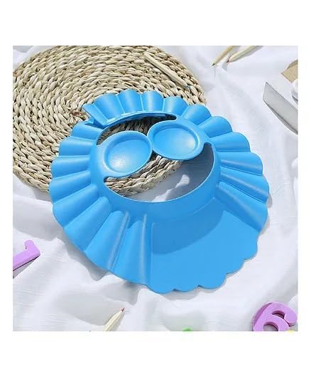 JEPRIK Adjustable Baby Shower Cap Hat for Toddlers - Waterproof Bathing Cap Protects Eyes & Ears - Soft & Comfortable for Kids (Blue) - Perfect for Bath Time, Hair Washing, and Sensitive Ears