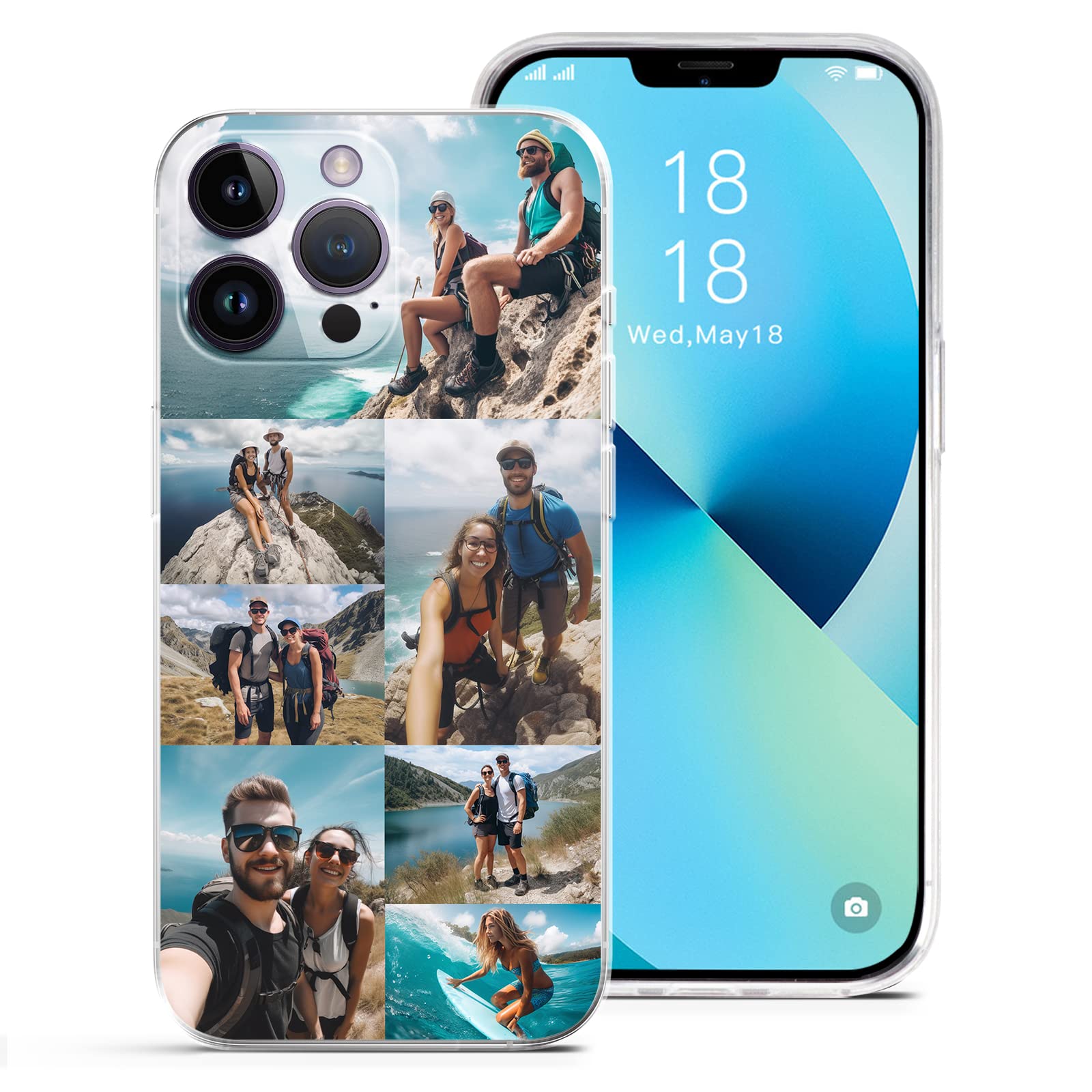 Custom Personalized iPhone 16 15 14 13 12 11 Pro Max Mini Plus XR X Phone Case - Unique Design, Shockproof Protection - Perfect Birthday Gift for Friends & Family (Upload 7 Photos) - Great for Daily Use, Travel, and Special Occasions