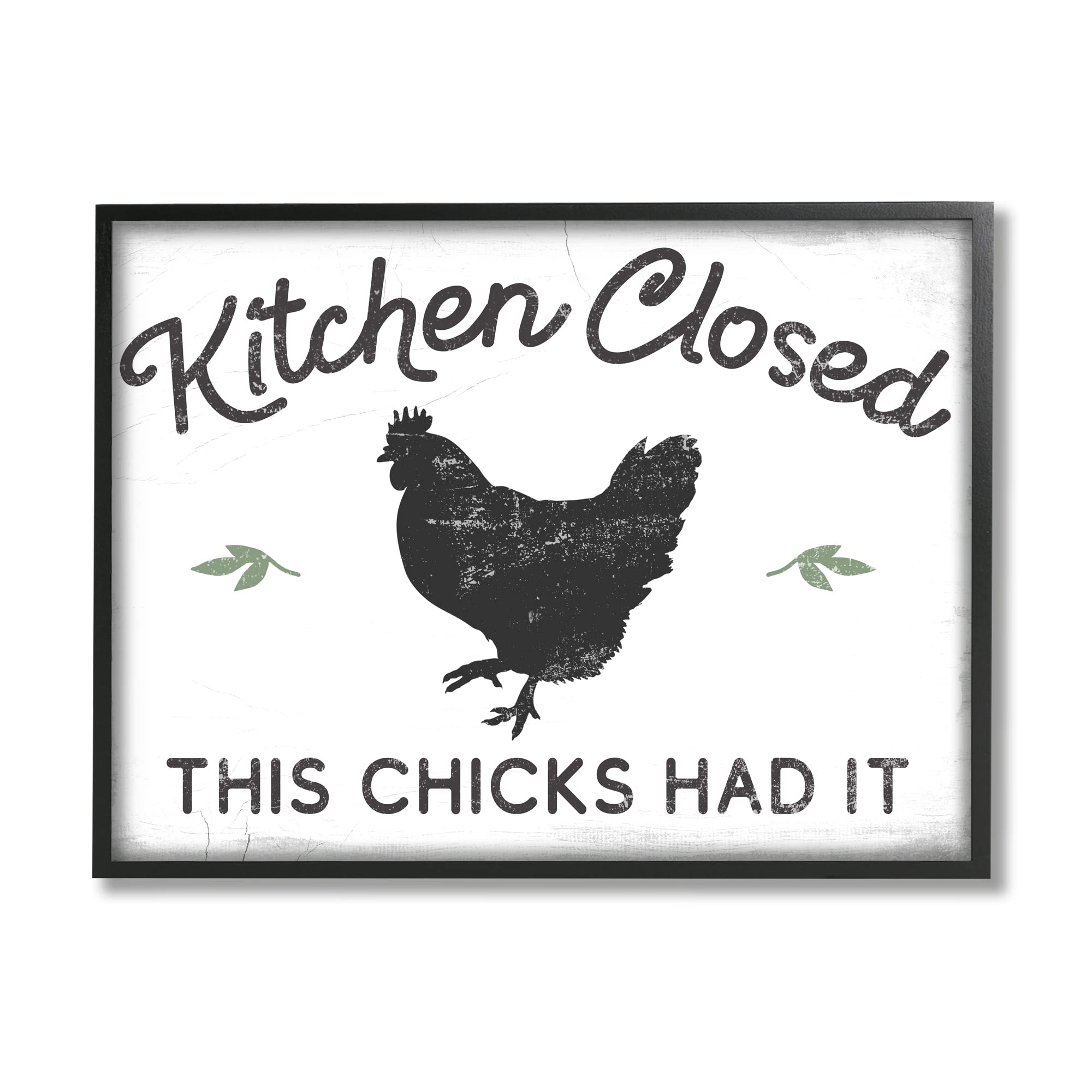 Stupell Industries Funny 'Kitchen Closed' Farm Chicken Wall Art - Hardworking Bird Phrase by Daphne Polselli | Rustic Kitchen Decor for Farmhouse & Country Style Homes