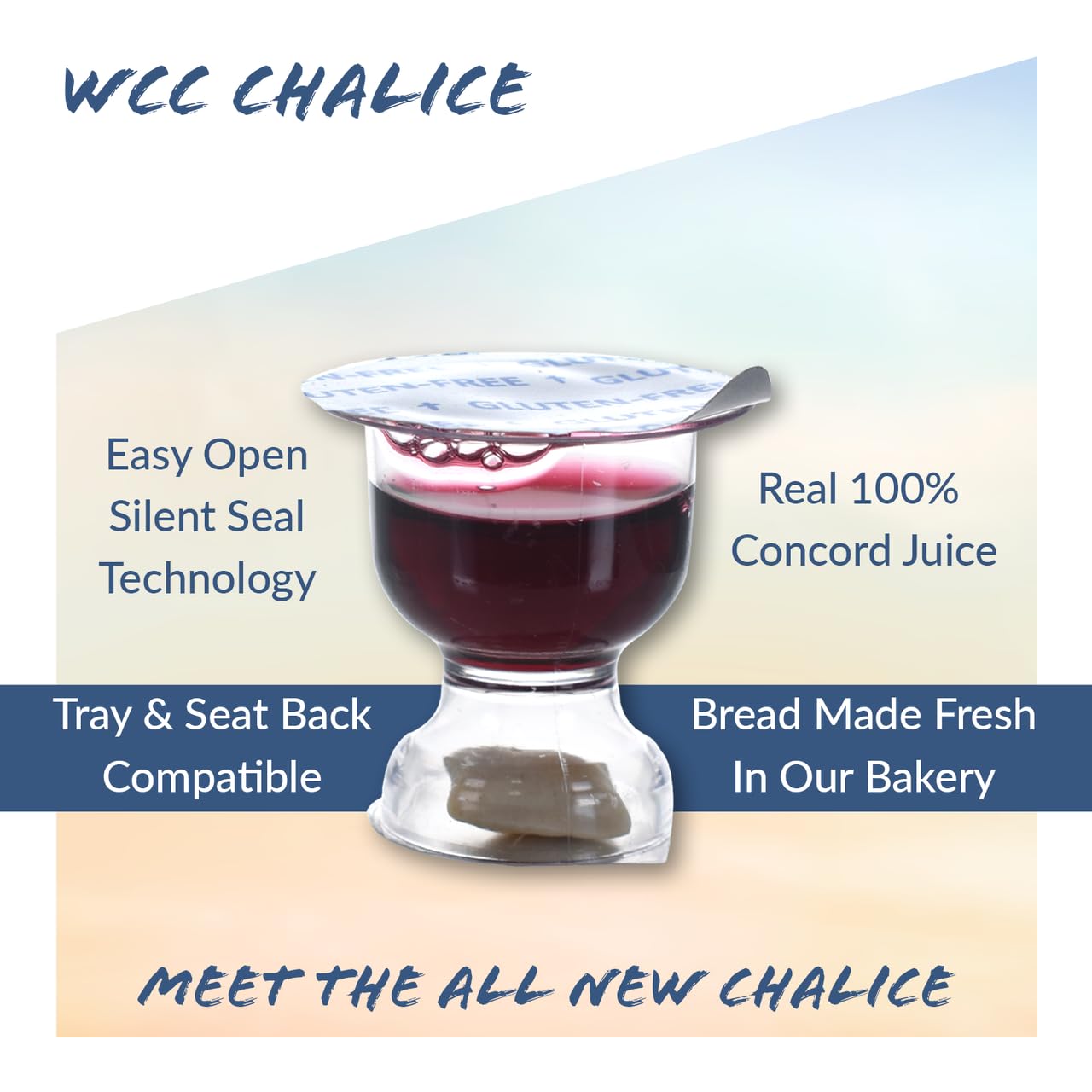 Gluten-Free Pre-Filled Disposable Communion Cups with Concord Grape Juice & Bread - Pack of 200 for Church Services, Home Worship & Religious Ceremonies - Free Shipping