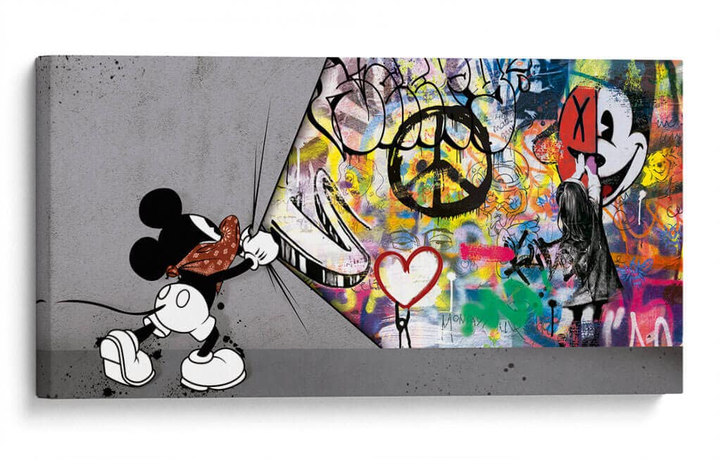 Banksy Canvas Wall Art - Graffiti & Large Pop Art Décor, Museum Quality Canvas Print with Vibrant Colors - XL 48x24in - Perfect for Living Room, Bedroom & Office Decor