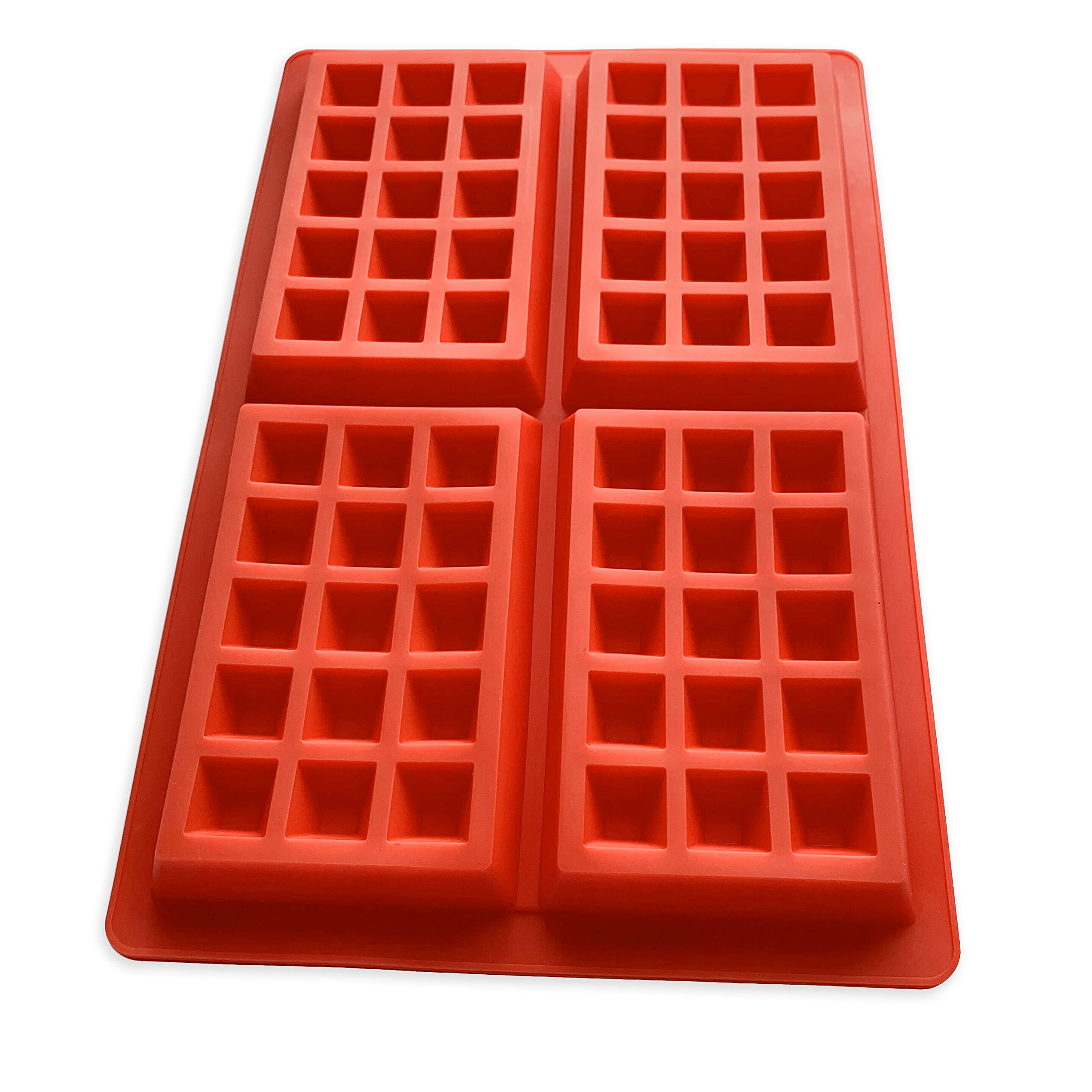 Amison Non-Stick Silicone Waffle Mold Set of 2 - Square Baking Pans, Dishwasher Safe & BPA Free - Perfect for Waffles, Brownies, and Ice Cubes - Red Kitchen Baking Accessories