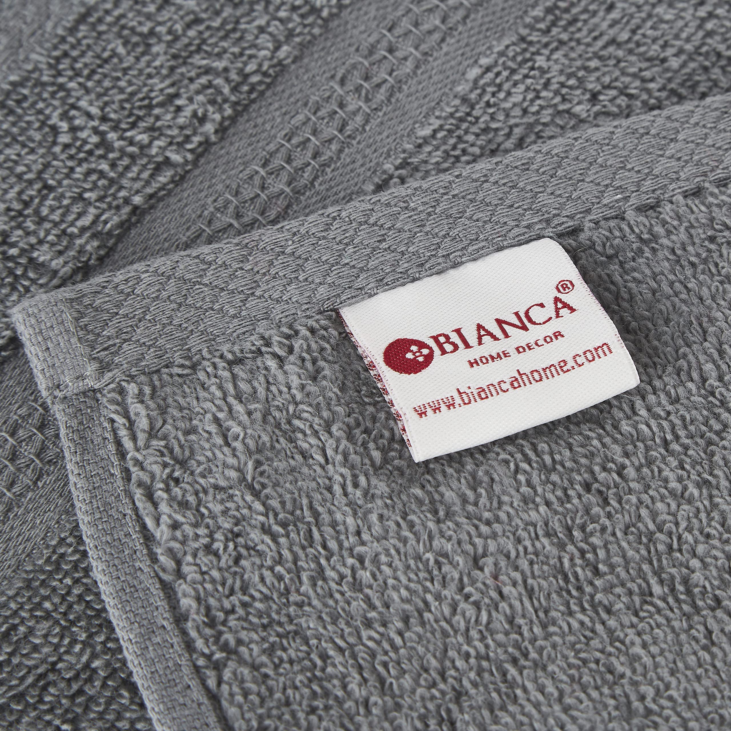 Bianca Zero-Twist 100% Cotton Ultra-Fluffy Bath Towels - 4pc Soft Face Towel Set (Paradiso, Solid Grey) for Spa, Gym & Luxury Home Use