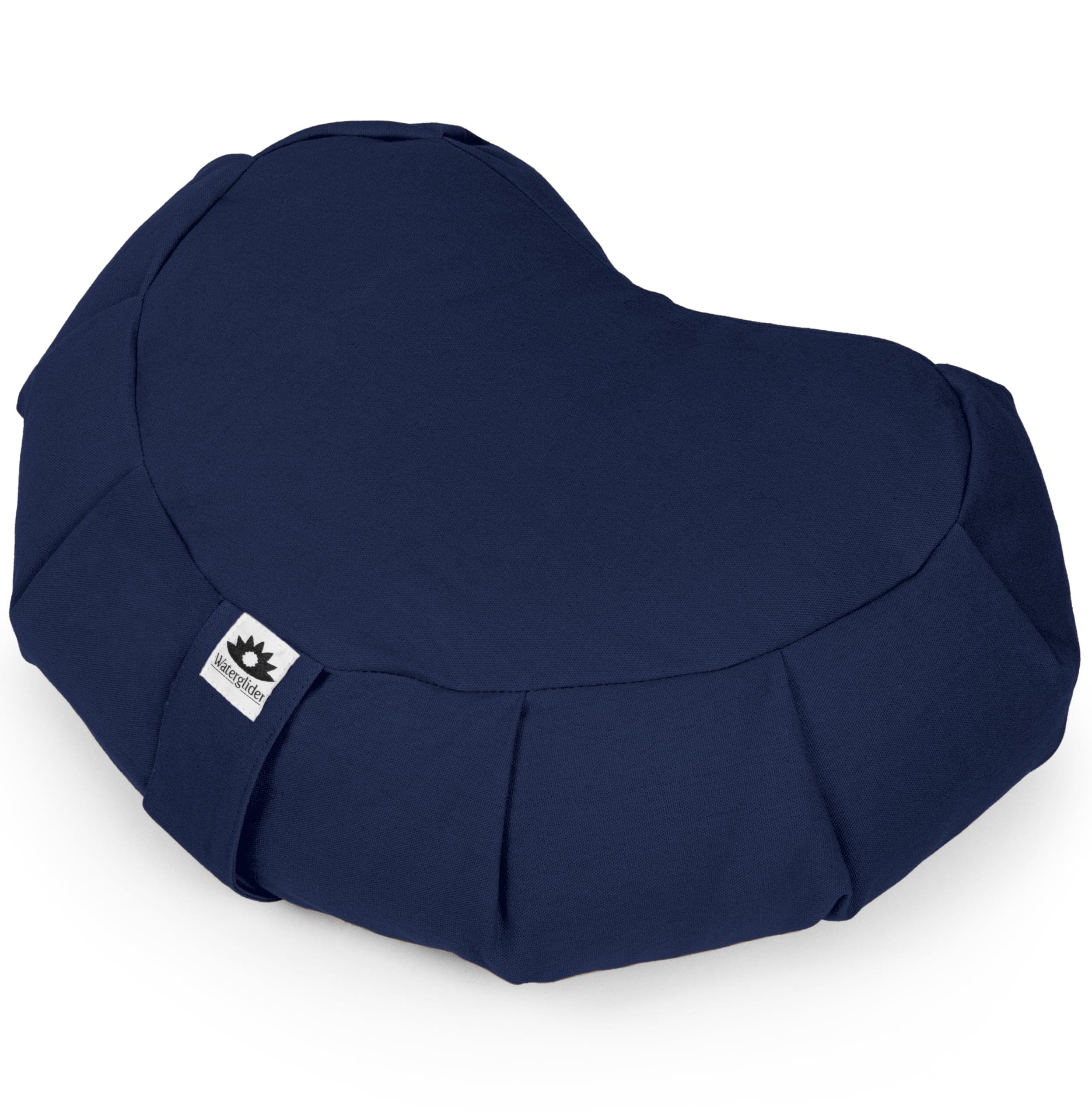 Premium Buckwheat Husk Filled Meditation Cushion - Midnight Blue Crescent Zafu Pillow for Yoga, Zen Sitting & Floor Seating | Made in USA | Perfect for Home Meditation & Yoga Studio
