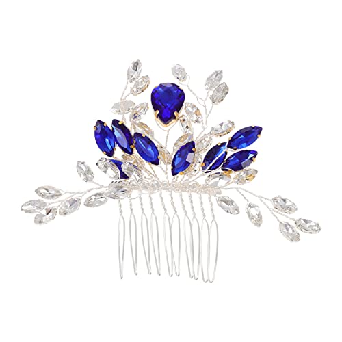 Sparkling Rhinestone Hair Side Comb - Elegant Zinc Alloy Wedding Hair Jewelry for Brides & Bridesmaids | Silver Bridal Hair Clip with Blue Accents | Perfect for Weddings, Proms & Special Occasions