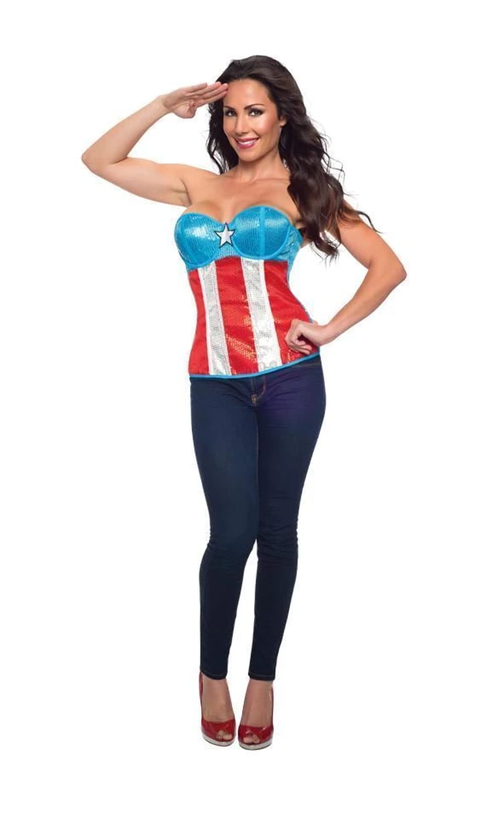 Marvel Captain America Sequined Corset for Women - Official Rubie's Costume | Cosplay, Halloween, Comic-Con & Themed Parties