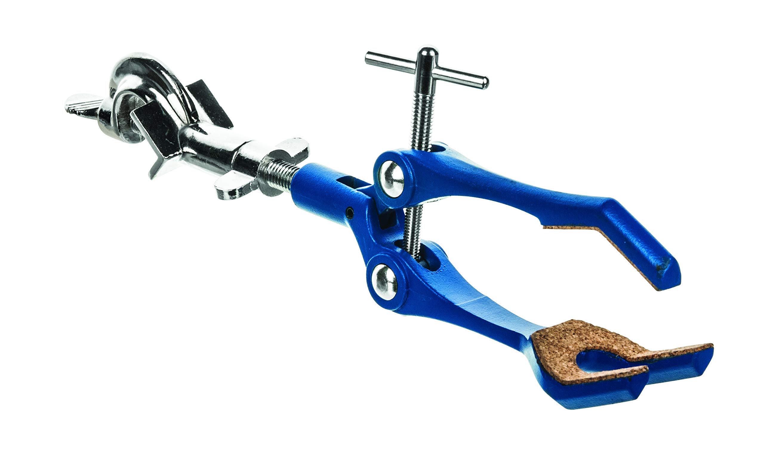 EISCO 3 Finger Cork Lined Extension Clamp with Swivel Bosshead - 3.4