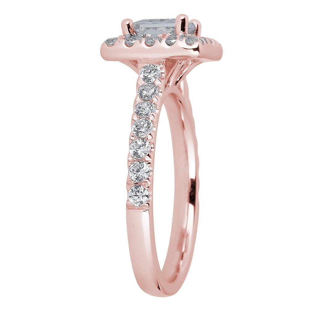 14KT Gold 1.50 CTW Diamond Square Halo Cathedral Engagement Ring for Women - Perfect Wedding, Proposal, Anniversary Gift