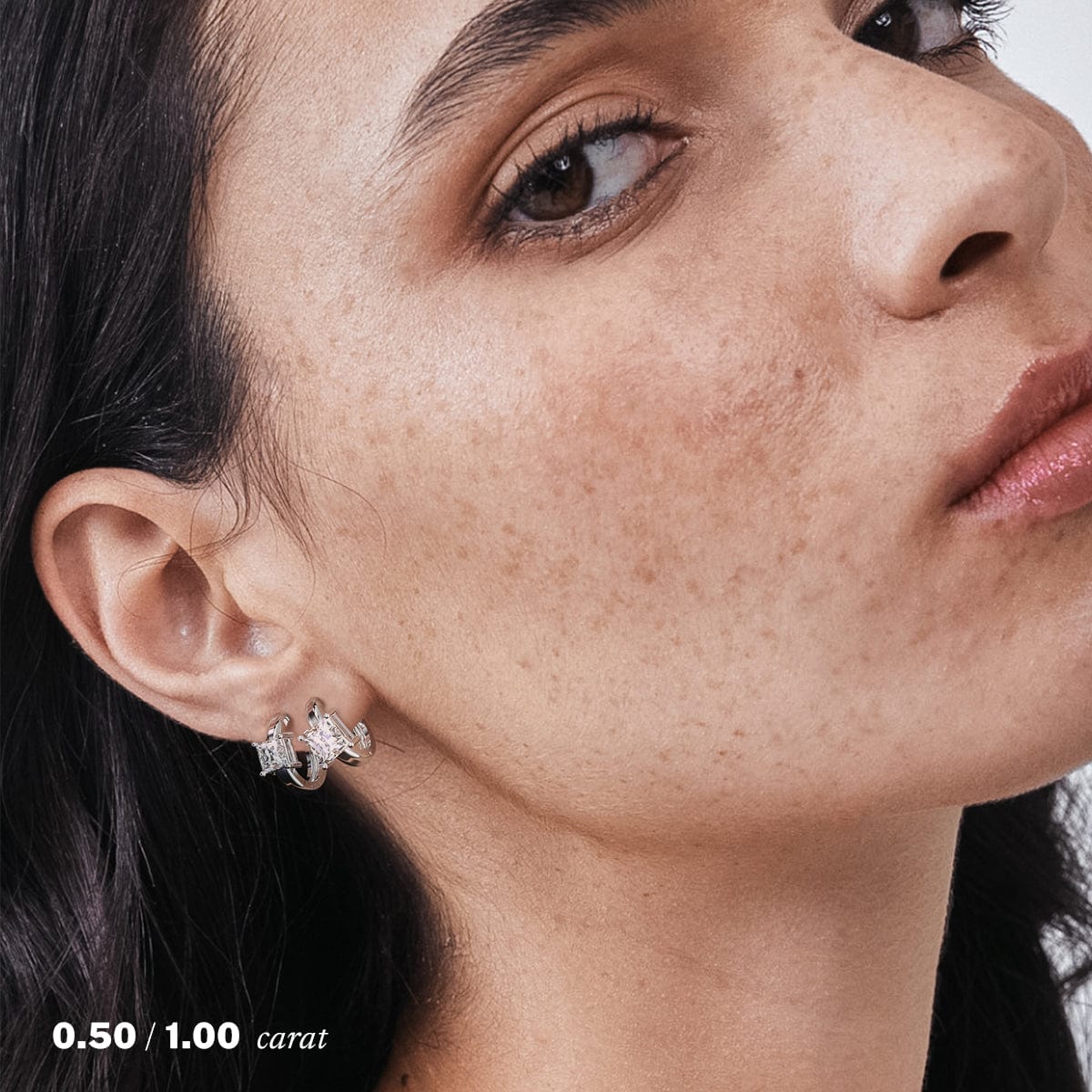 2 Carat Princess Cut Diamond Hoop Earrings for Women - 14K White Gold Dangle Earrings - Perfect for Weddings, Anniversaries & Special Occasions