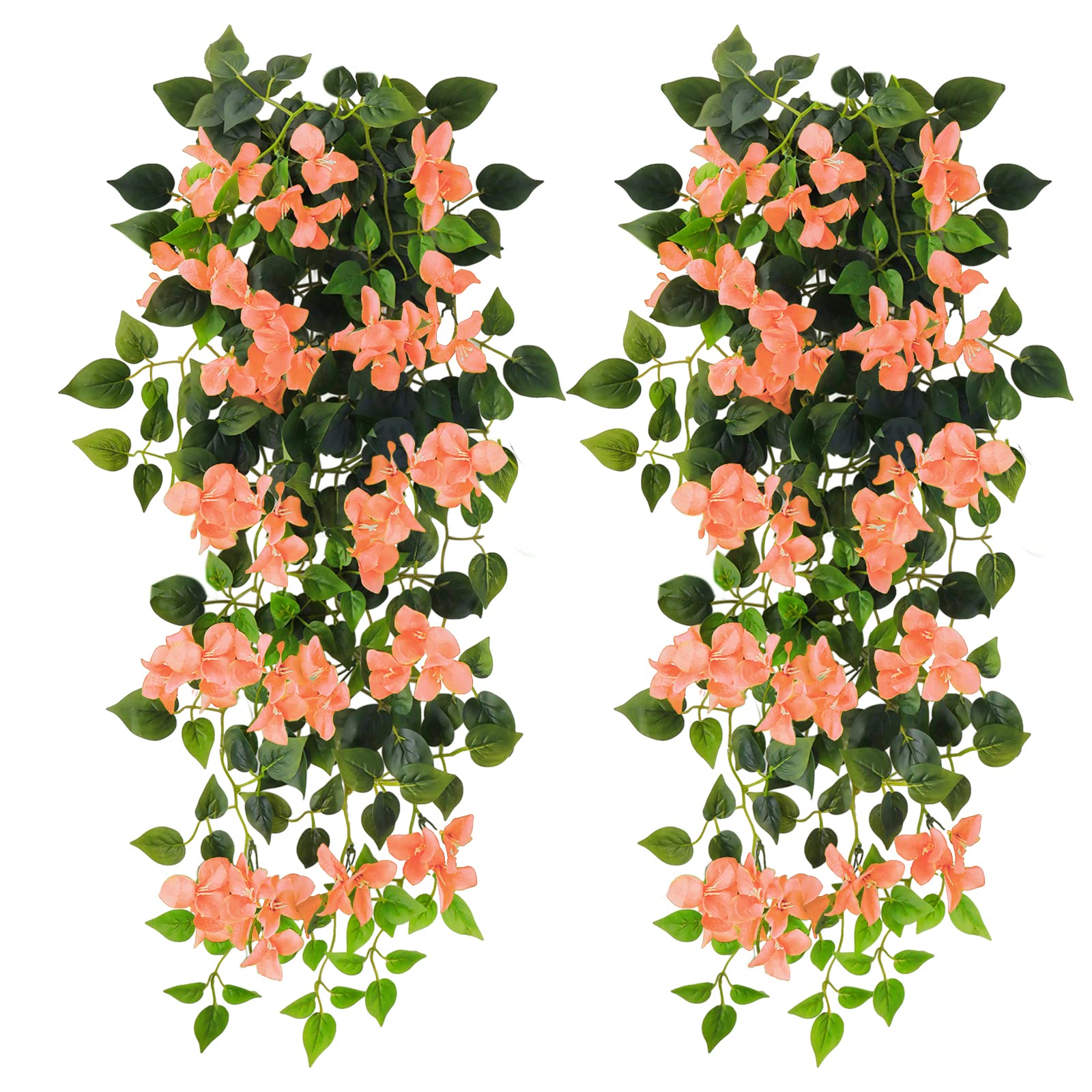 UV Resistant Artificial Hanging Bougainvillea Flowers - Fake Plastic Faux Vine for Indoor & Outdoor Garden, Porch, Eave, Wedding & Wall Decor - Perfect for Fall Decorations, Home Staging and Party Backdrops