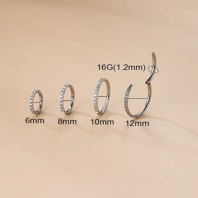 16G Titanium CZ Edge Seamless Hoop Ring | Hypoallergenic Body Jewelry for Cartilage, Helix & Tragus Piercings | Perfect for Everyday Wear & Special Occasions
