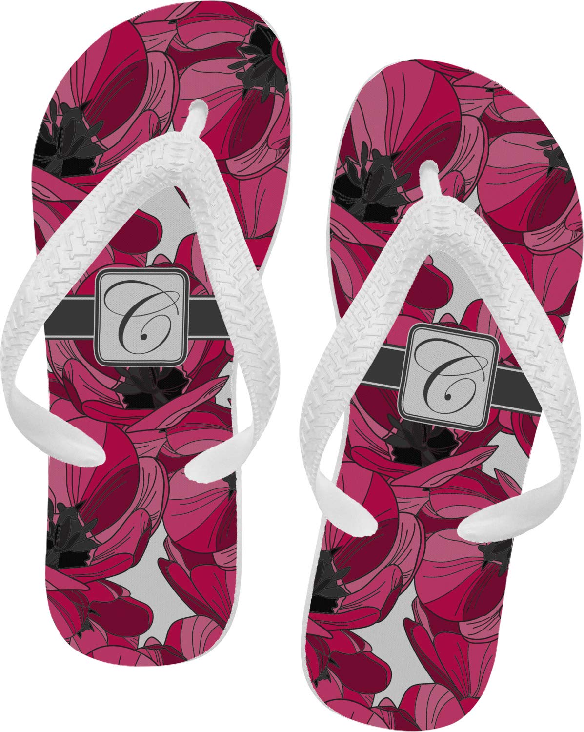 Custom Tulip Print Flip Flops for Women - Comfortable Summer Beach Sandals Size Medium - Perfect for Beach Vacations, Pool Parties & Casual Outings
