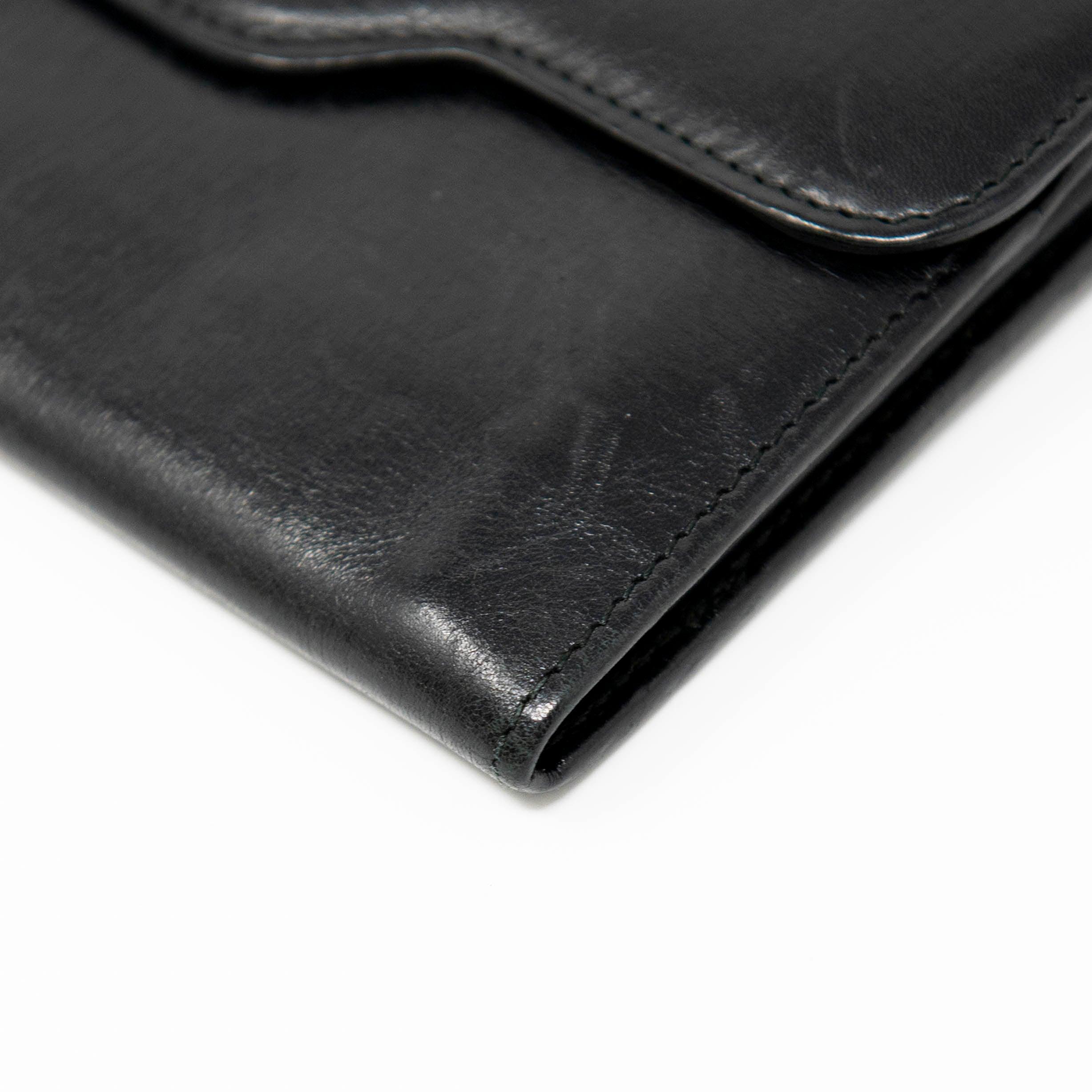 Bvlgari Black Leather Long Wallet for Men - Luxury Designer Bifold Wallet with RFID Protection - Perfect for Business, Travel & Everyday Use