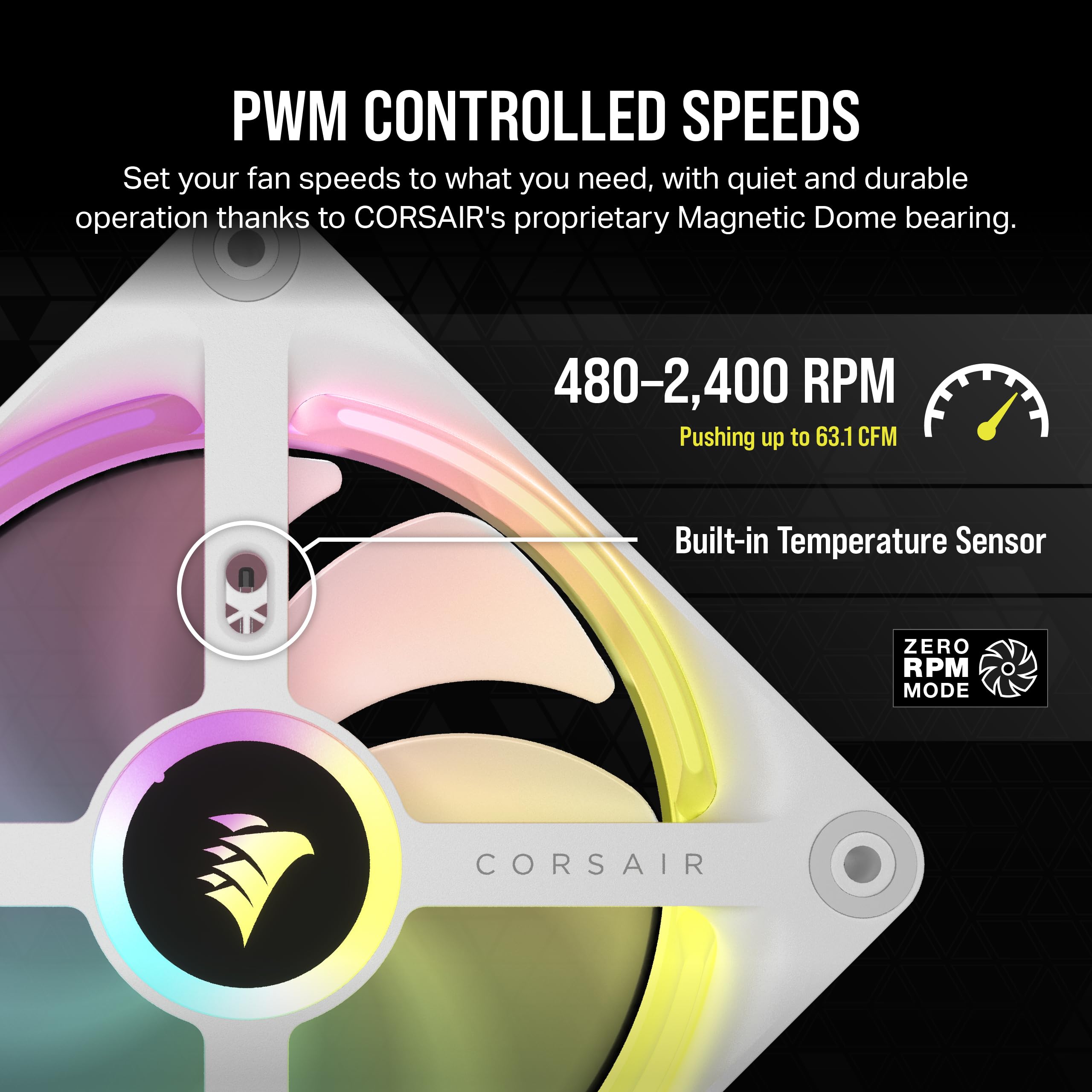 Corsair iCUE LINK QX120 RGB 120mm Magnetic Dome Cooling Fans - Triple Fan Starter Kit with iCUE LINK System Hub (White) - High Performance PC Case Fans for Gaming Rigs & Custom Water Cooling Builds