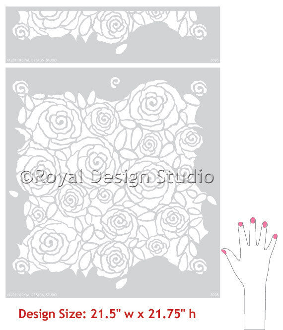 Rockin' Roses Damask Wall Stencil - Reusable DIY Painting Template for Home Decor, Bedroom & Nursery Accent Walls - Perfect for Wall Art, Furniture Upcycling and Craft Projects