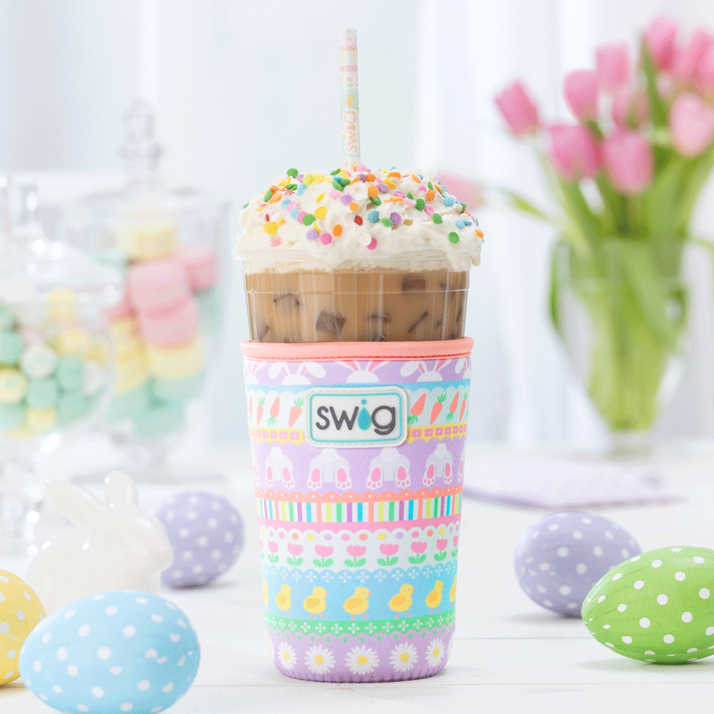 Bunny Trail Medium Iced Cup Coolie - Insulated Coffee Sleeve for 16oz Cups, Perfect for Iced Coffee, Bubble Tea & Cold Drinks - Great for Office, Travel & Outdoor Activities