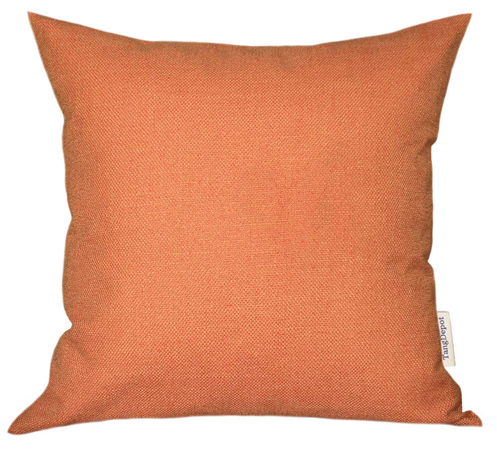 Premium Handmade Linen Blend Decorative Throw Pillow Covers - 22x22 Inch Square Cushion Covers for Sofa & Bed (Soft, Thick, Orange) - Perfect for Living Room, Bedroom & Home Decor