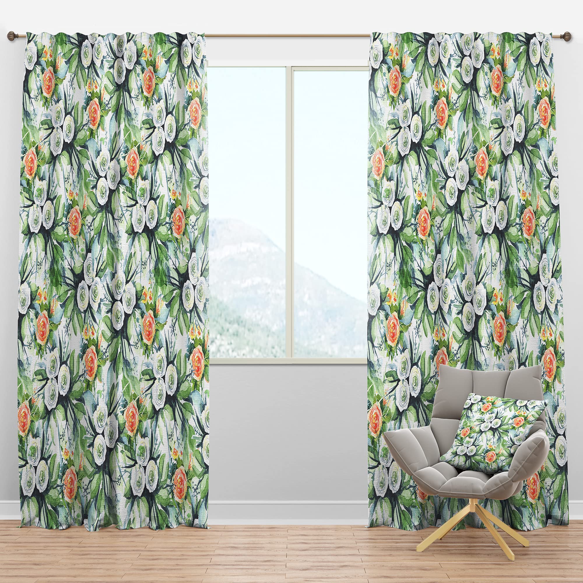 Blackout Curtains with Floral Seamless Pattern - Thermal Insulated Room Darkening Drapes for Bedroom & Living Room (52x84, Single Panel) - Perfect for Home Theater, Nursery & Light Sleepers