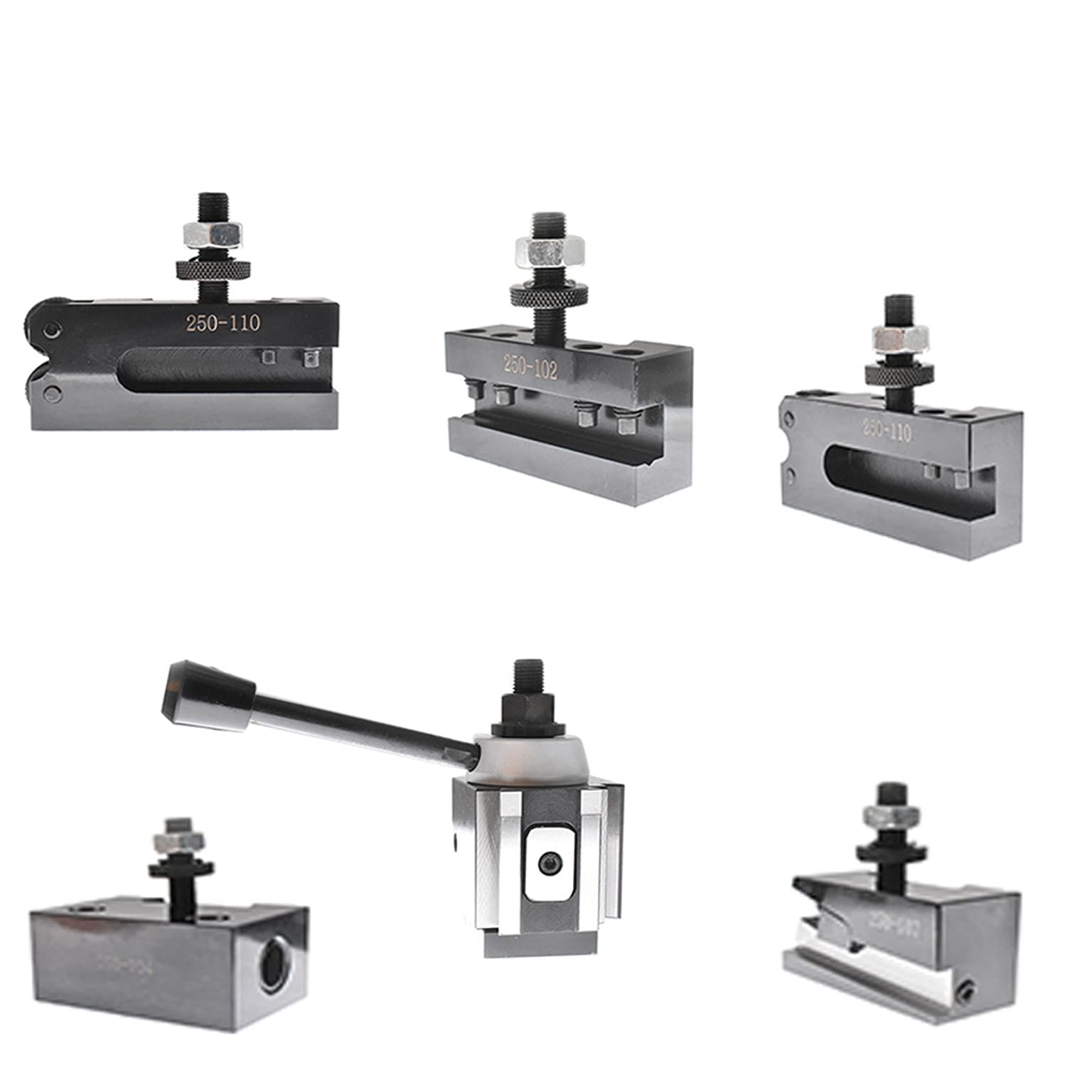 AXA Tool Post Set 6-Pack Piston Type Quick Change Tool Post Set for Mini Lathe Swing 12 Inch (250-100) | Perfect for Metalworking, DIY Projects & Small Lathe Machines